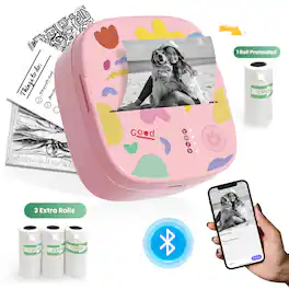 INSE - Mini Portable Printer, Wireless Thermal Mini Printer With IOS & Android, Bluetooth For Home & Office - Pink