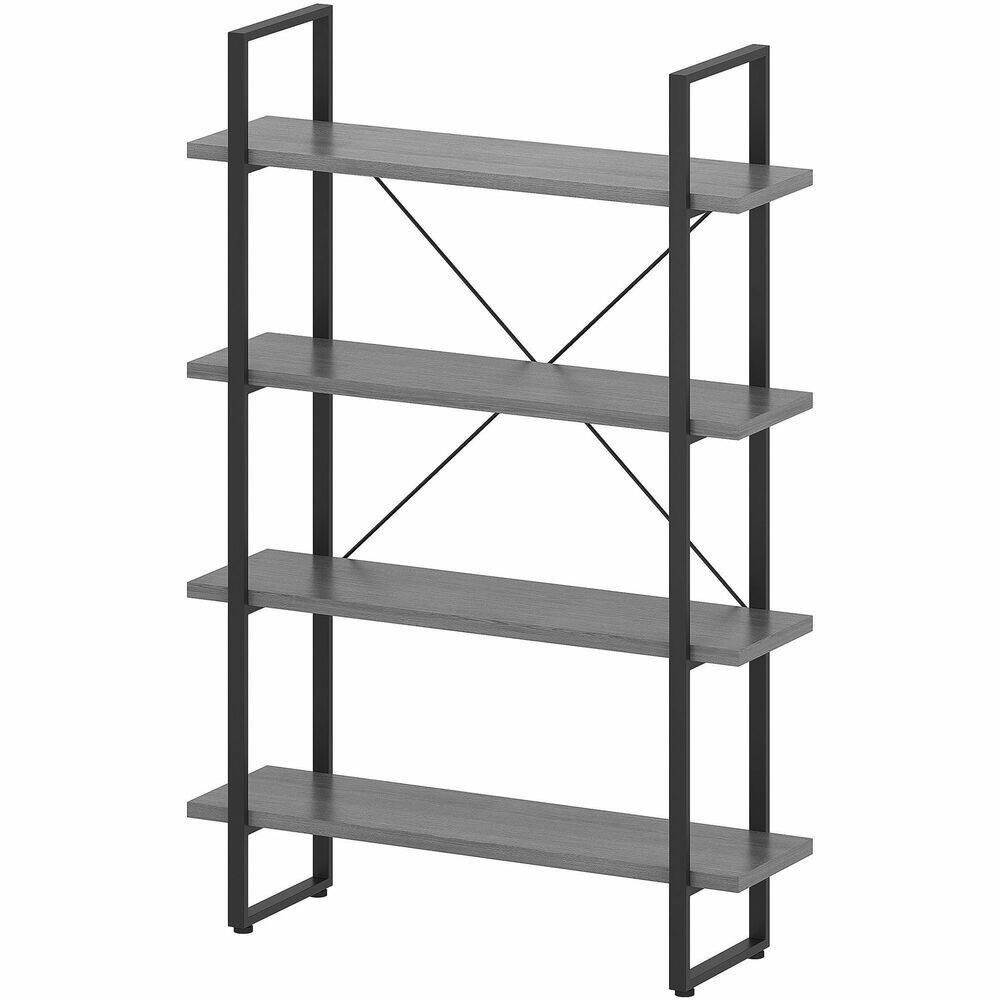 Front. Lorell - Lorell SOHO Rustic Metal Frame Bookcase 57.5" H x 39.4" W x 11.8" D 4 Shelve Charcoal Sturdy Durable - Gray|Black.
