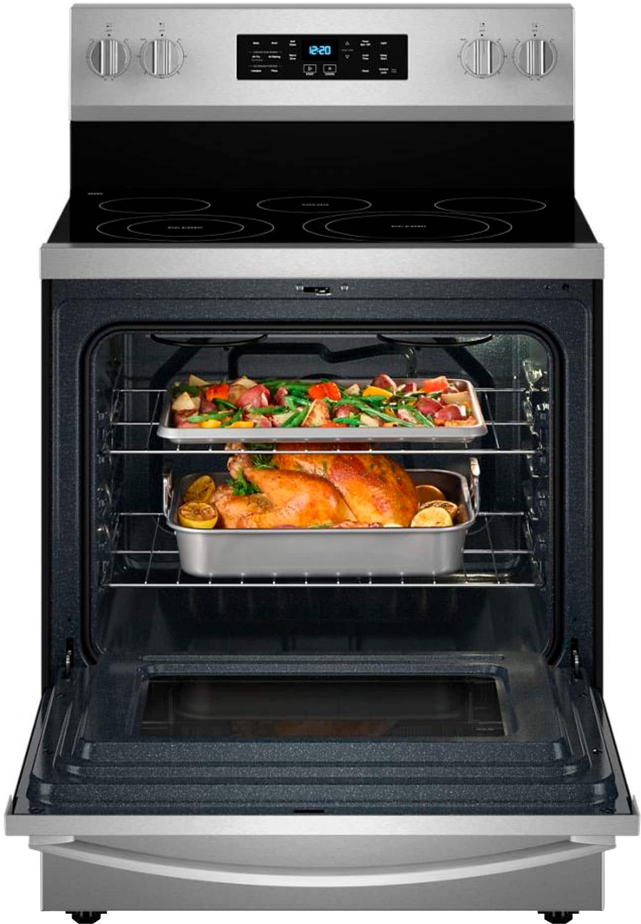 Left. Whirlpool - 5.3 Cu. Ft. Freestanding Electric Convection Range with No Preheat Air Fry and Air Baking - Stainless Steel.