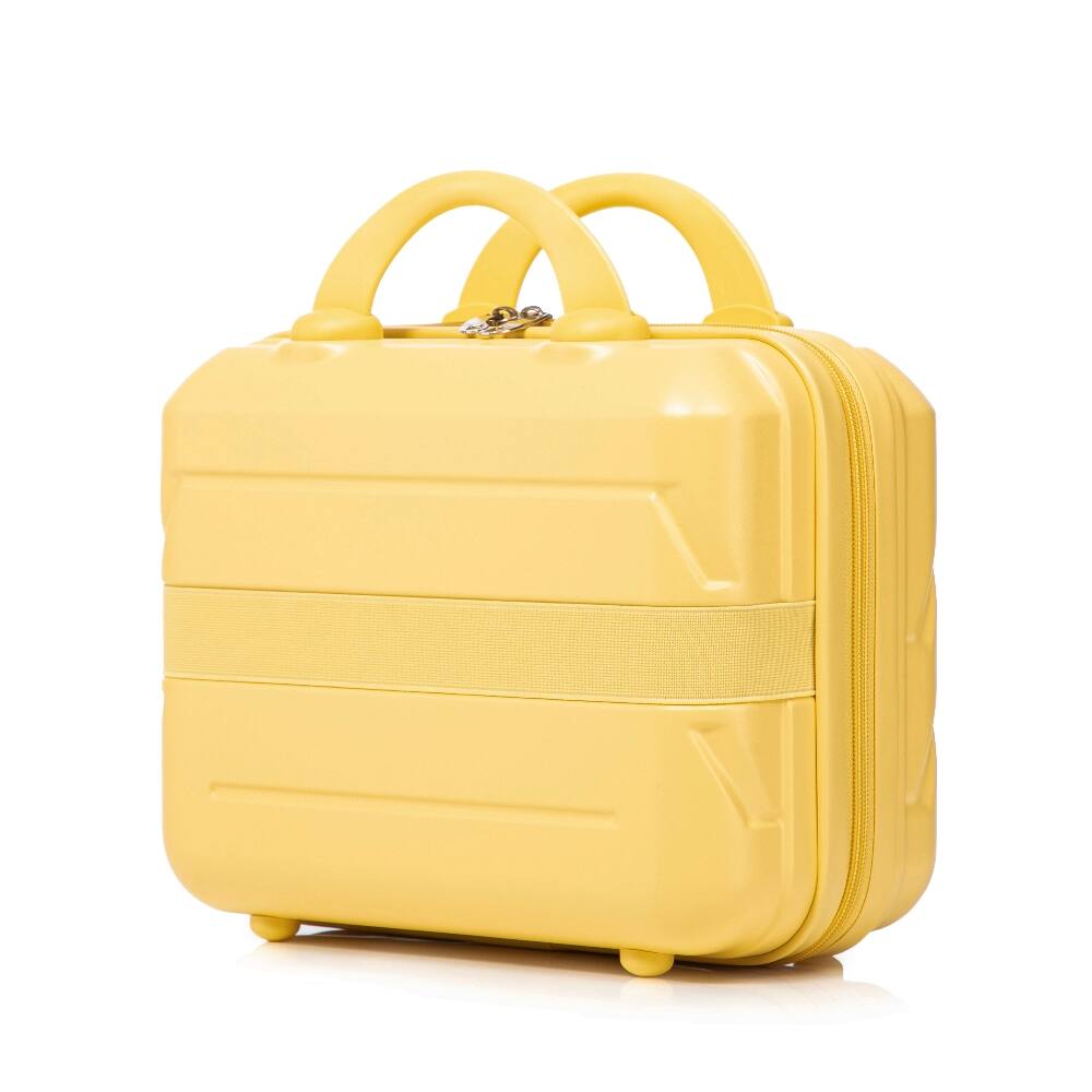 Left. Ropilly - Ropilly 2 Piece Luggage Set 20 Inch Carry On Suitcase 14 Inch Cosmetic Case Yellow - Yellow.