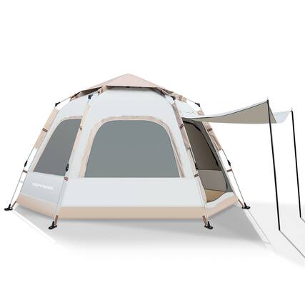 Front. Sunoyar - 4-6 Person Camping Tent with Carry Bag and Easy Setup Design - White.