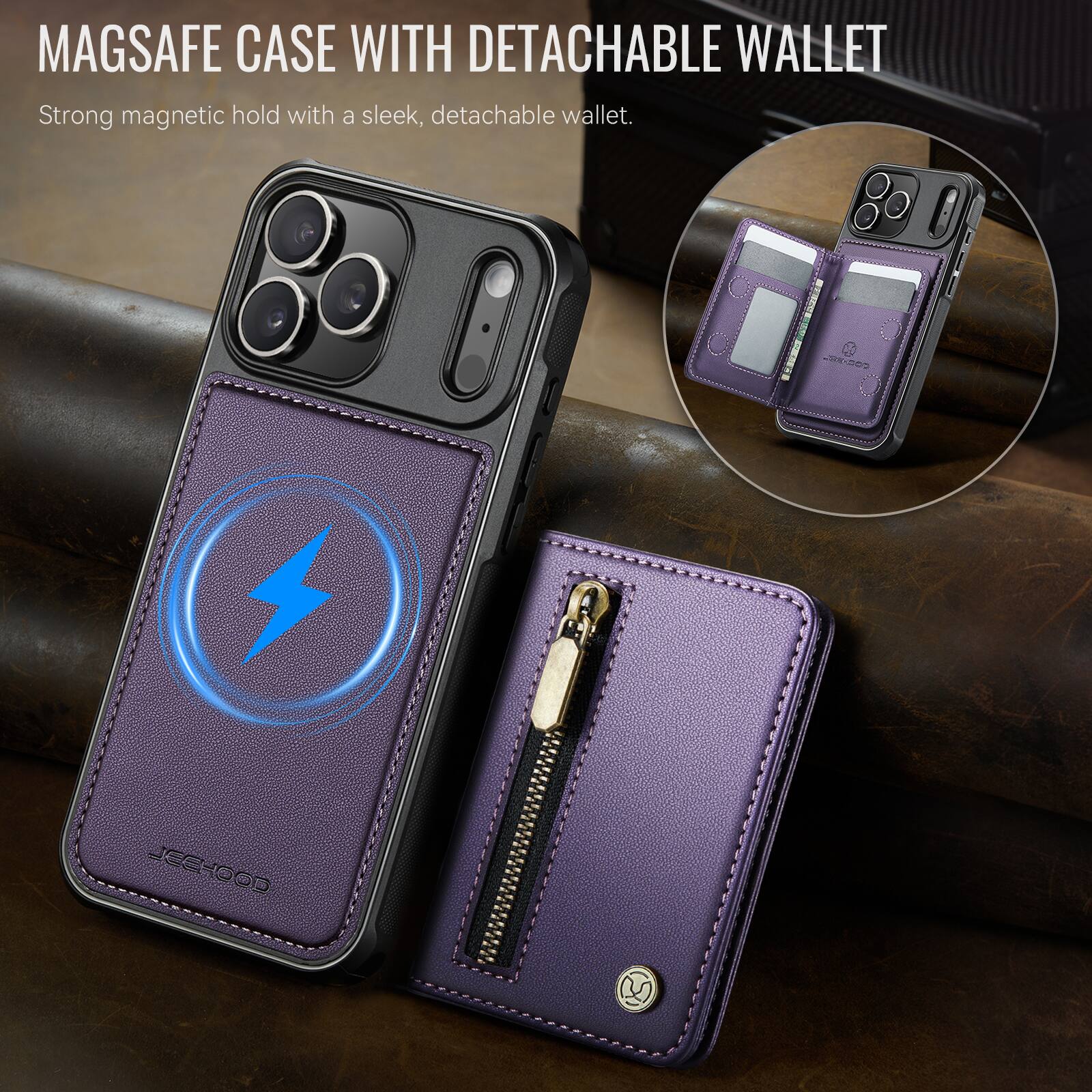MAGSAFE CASE WITH DETACHABLE WALLET

Strong magnetic hold with a sleek, detachable wallet.