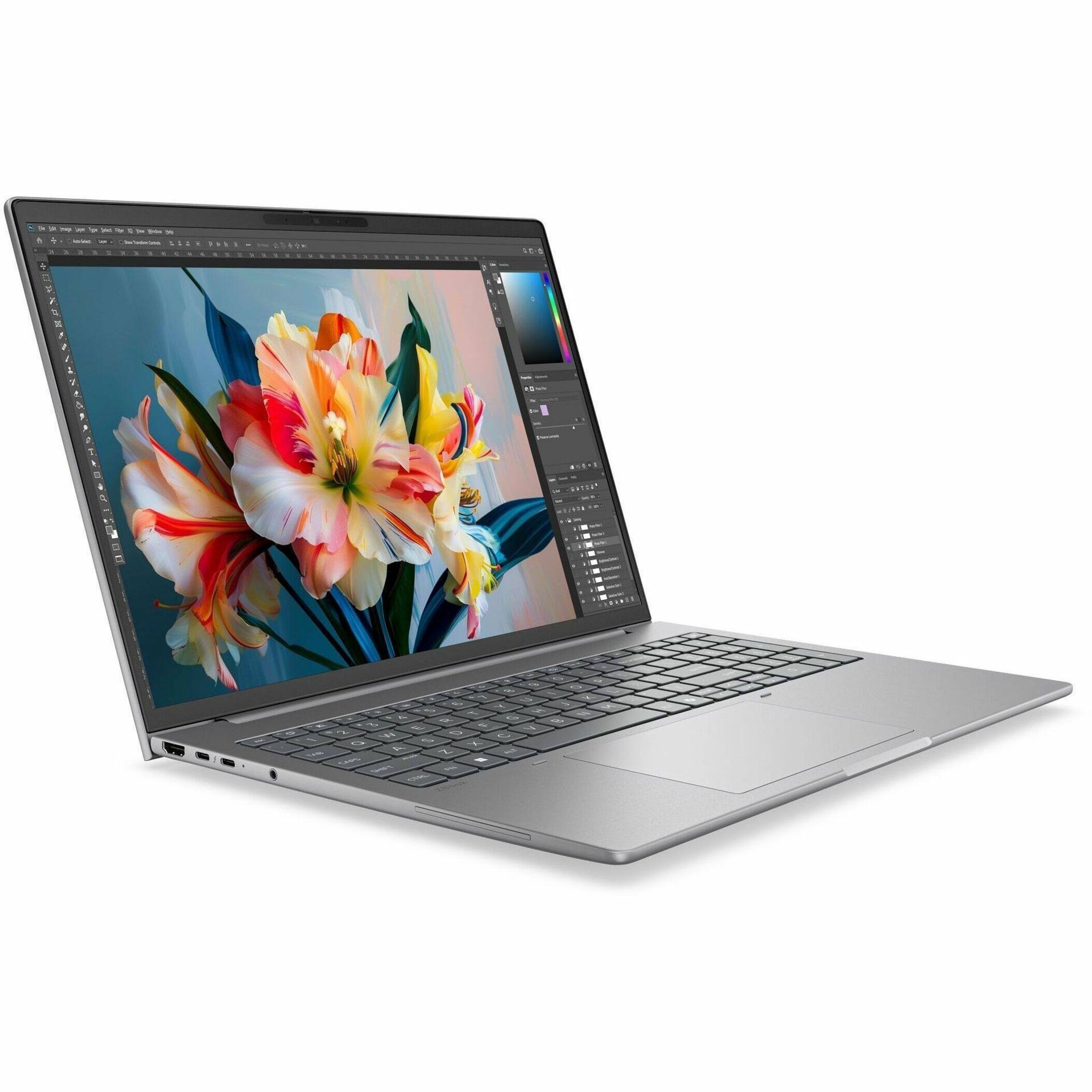 Alt View 16. HP - ZBook 8 G2i 16" IPS 1920 x 1200 (WUXGA) Laptop - Intel Core Ultra 7 with 16GB Memory - 512 GB SSD - Meteor Silver Aluminum, Gray.