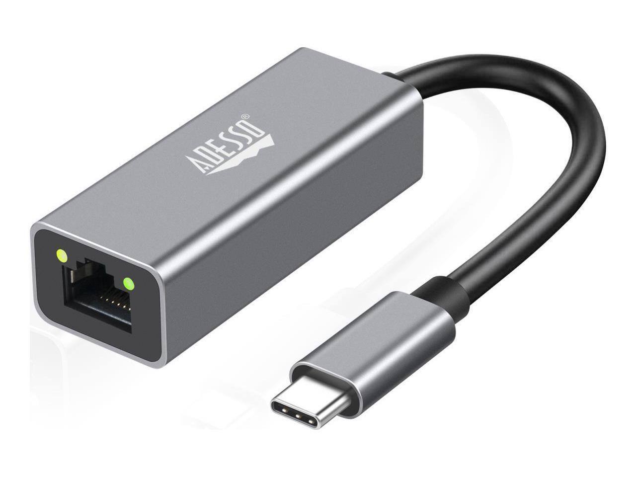 Front. Adesso - Adesso AUH-5000 USB-C to Ethernet Adapter - Gigabit, Aluminum, LED, Plug & Play, Windows/Mac/Chrome/Linux, TAA.