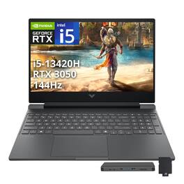 HP - Victus 15.6" 144Hz Gaming Laptop,Intel i5-13420H,32GB RAM,1TB SSD+1TB Dock Set,GeForce RTX 3050,Win 11 - Silver