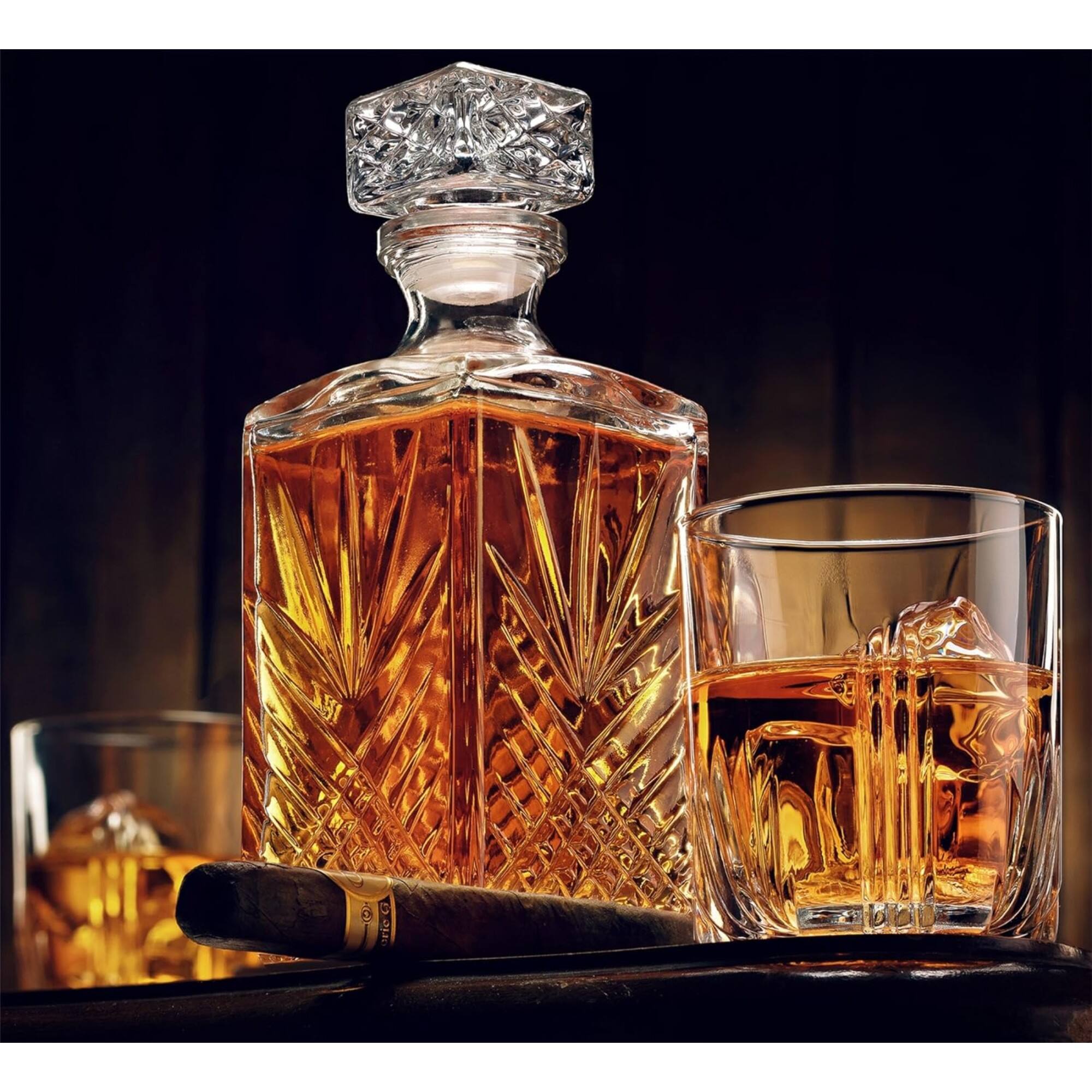Alt View 1. Bormioli Rocco - Bormioli Rocco Selecta Decanter - Etched Starburst Glass with Airtight Diamond Stopper, 33.75 Oz - Clear.