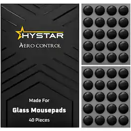 Hystar - Aero Control | 40 Dot Mouse Skates for Glass Mousepad | Durable UPE Material | Rounded Edges | Quiet & Controlled Glide - Black