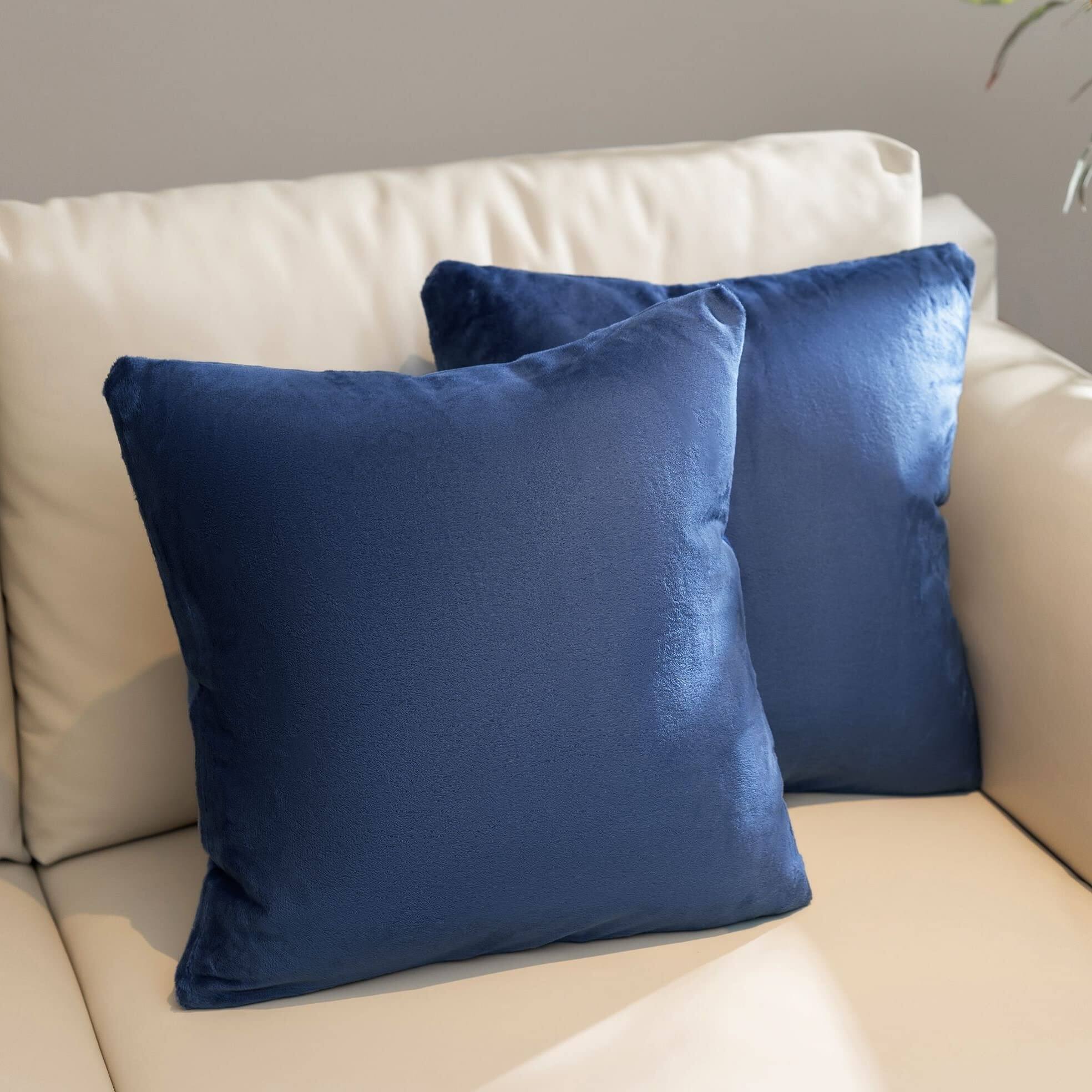 Angle. Cheer Collection - Velour Accent Throw Pillow, 22 in x 22 in, Set of 2 - Navy Blue.