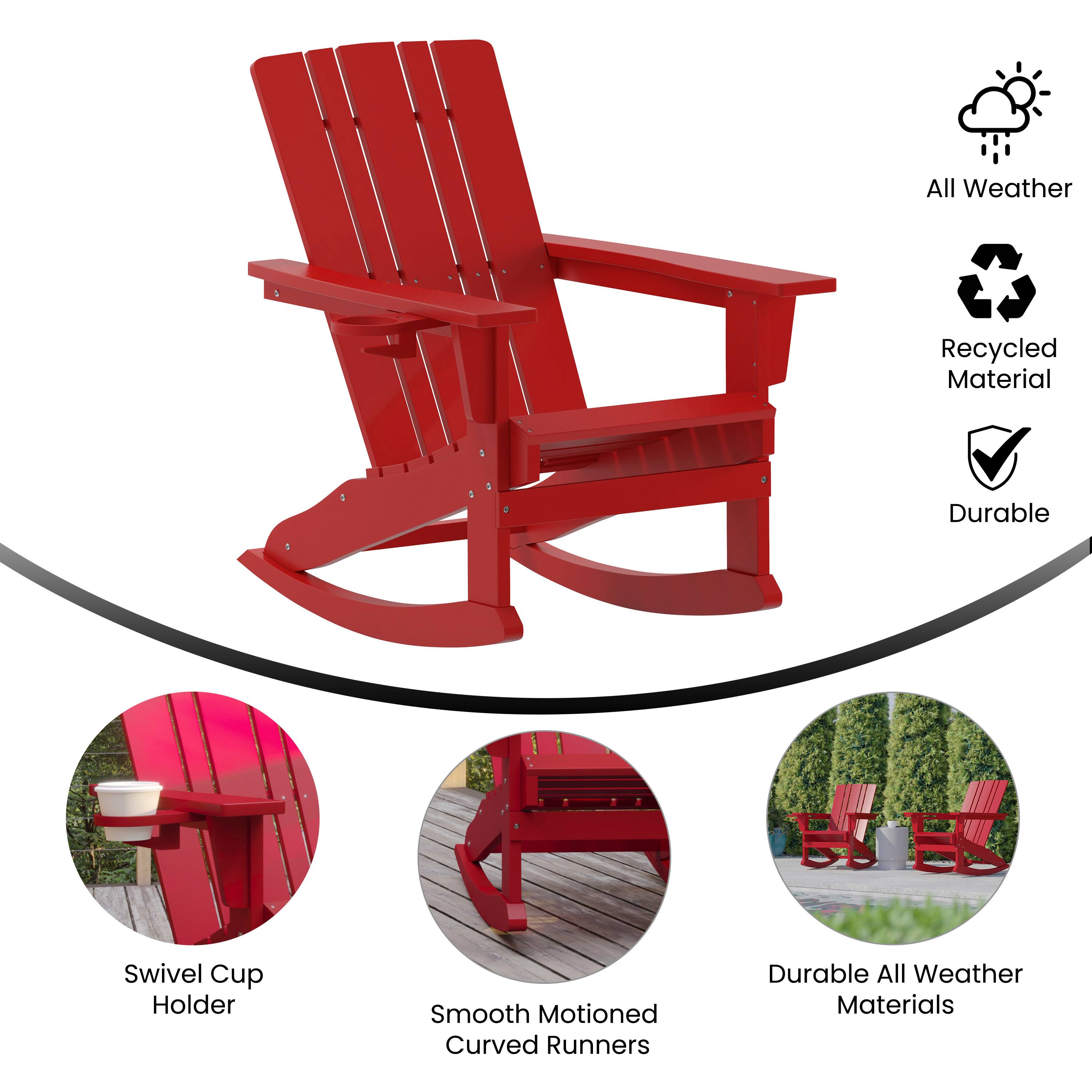 All Weather Recycled Material Durable Swivel Cup Holder Smooth Motioned Curved Runners Durable All Weather Materials