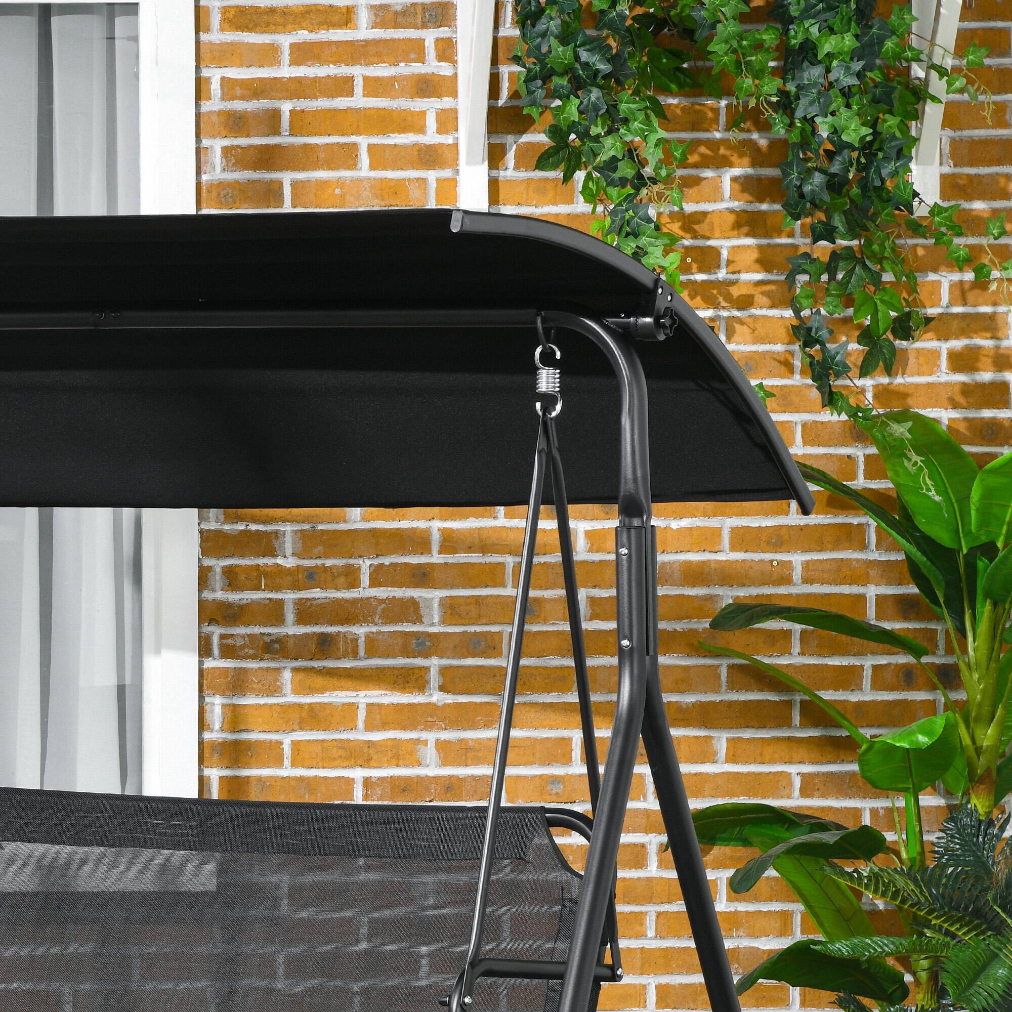 Alt View 4. Outsunny - Outsunny 3-Seat Outdoor Patio Swing Chair with Removable Cushion Steel Frame Stand and Adjustable Tilt Canopy for Patio.