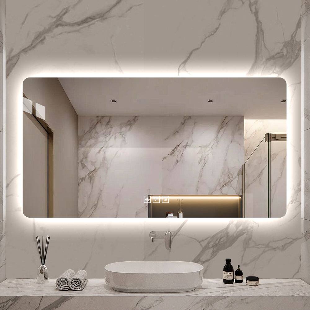Alt View 2. Boyel Living - 48 by 24 Inch LED Bathroom Mirror Three Color Dimmable Backlit with One Touch Demist.