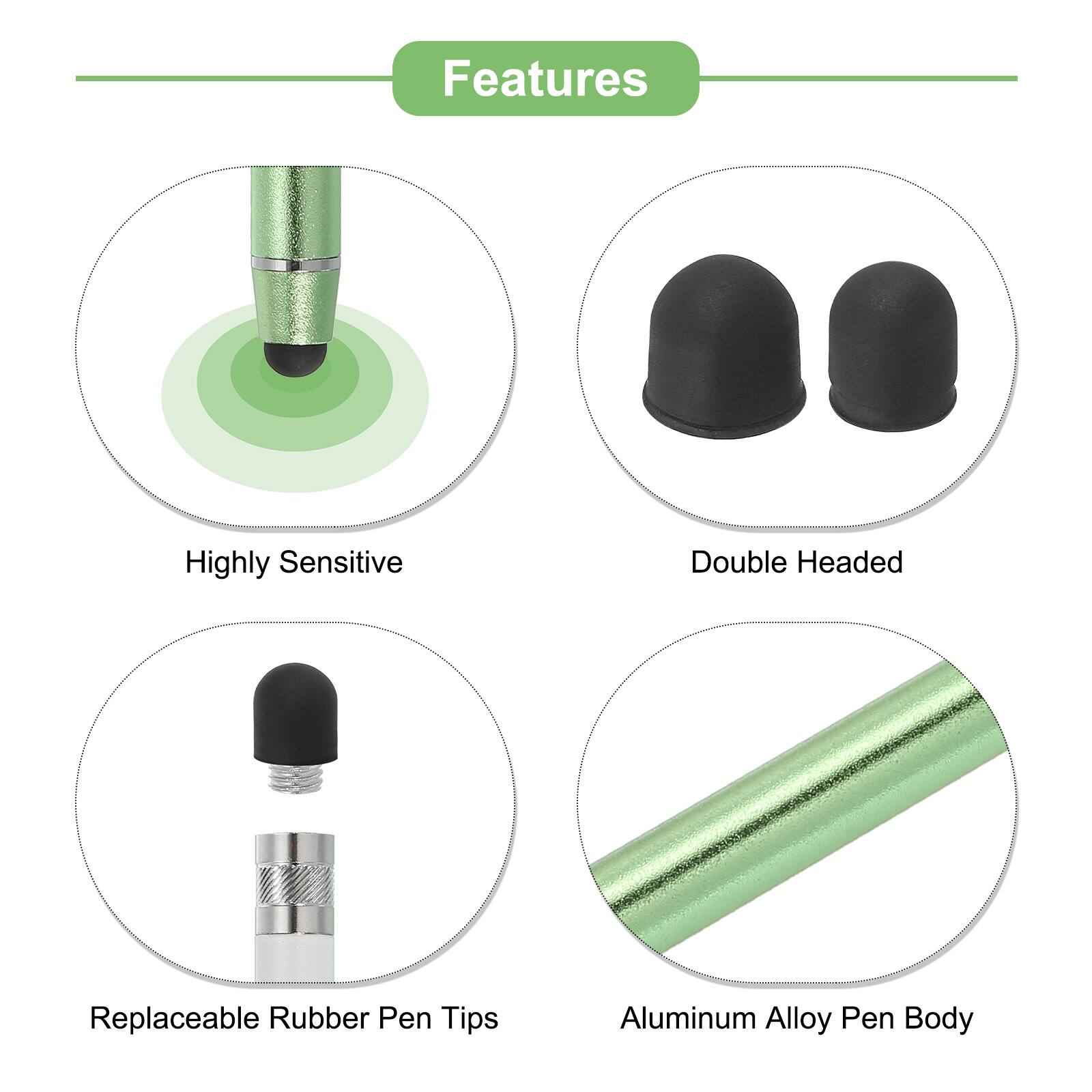 Features  
- Highly Sensitive  
- Double Headed  
- Replaceable Rubber Pen Tips  
- Aluminum Alloy Pen Body