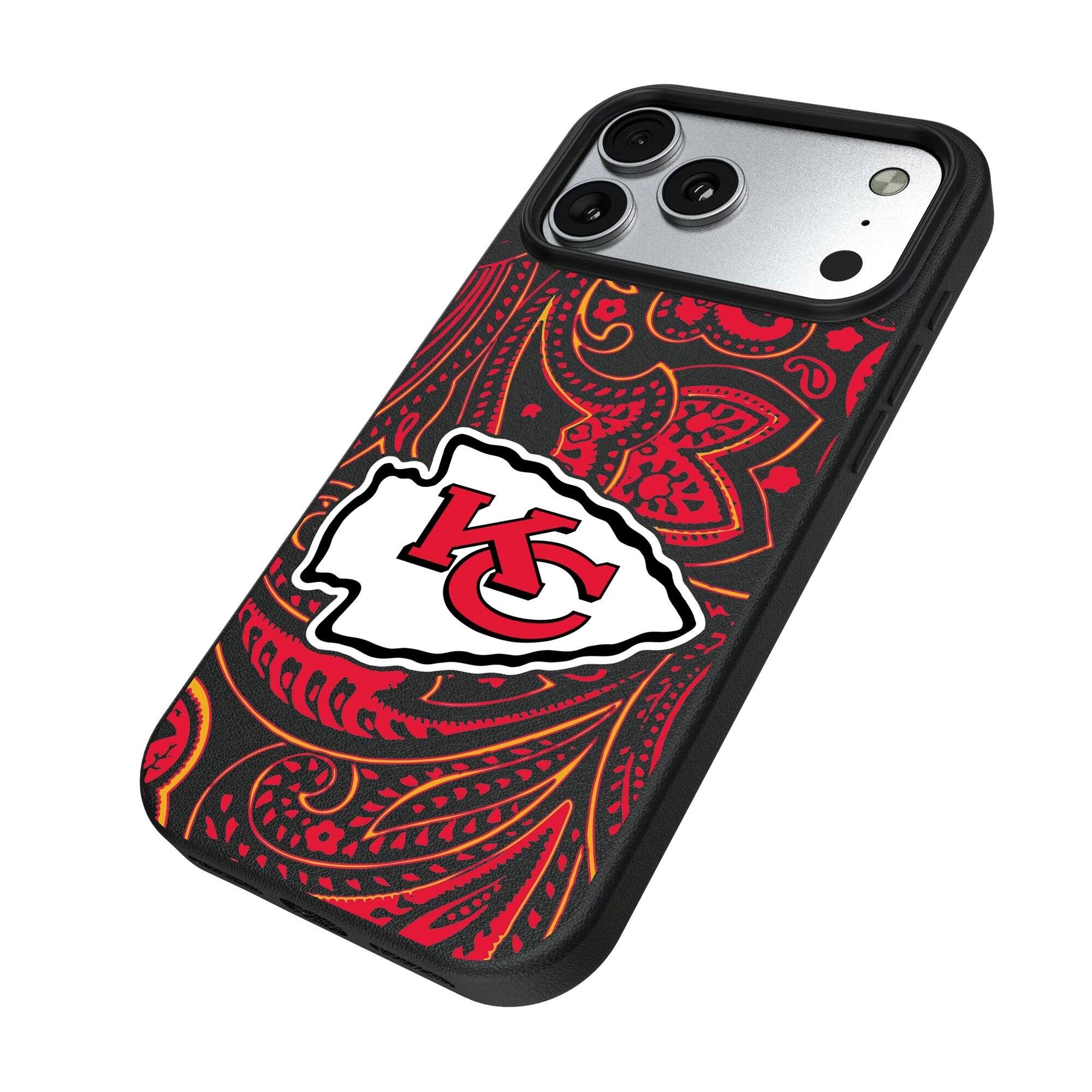 Alt View 1. Keyscaper - Kansas City Chiefs Paisley iPhone Magnetic Bump Case - 16 - Black.