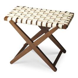 Butler Specialty - Cipriani 24 in. W Rectangular Leather & Wood Luggage Rack - Multi-Color
