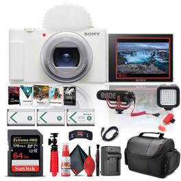 Sony - ZV-1 II Digital Camera + Pro Mic + 64GB Memory Card + Photo Software + More