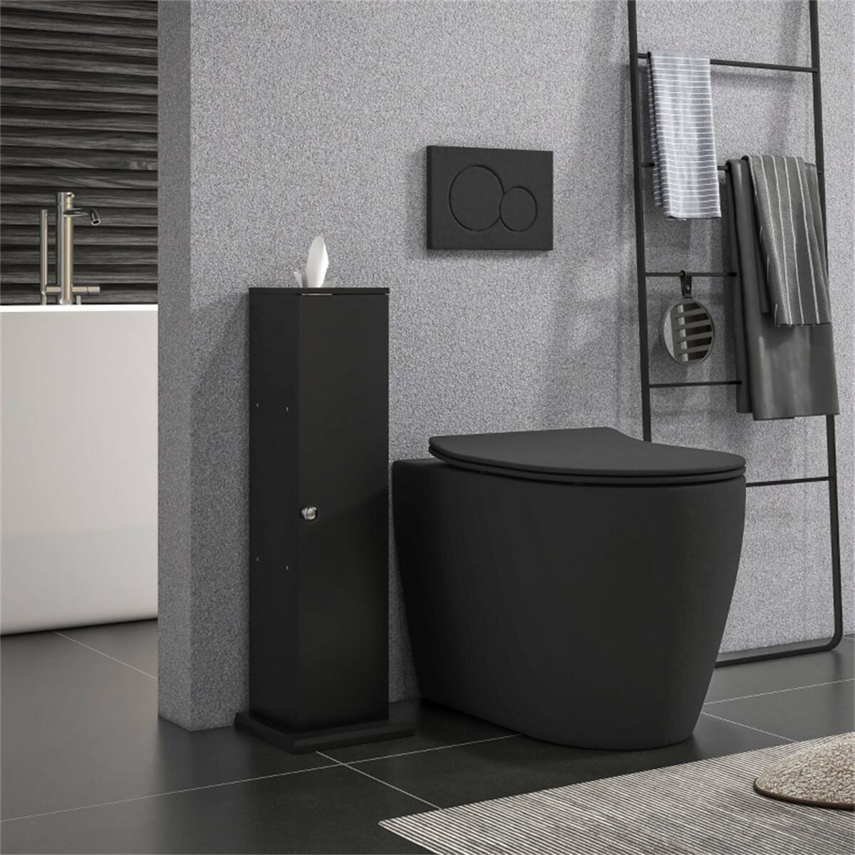 Alt View 3. SlickBlue - Compact Bathroom Cabinet with Adjustable Shelves, 1 Door, and Anti-Tip Design for Small Spaces - Black.