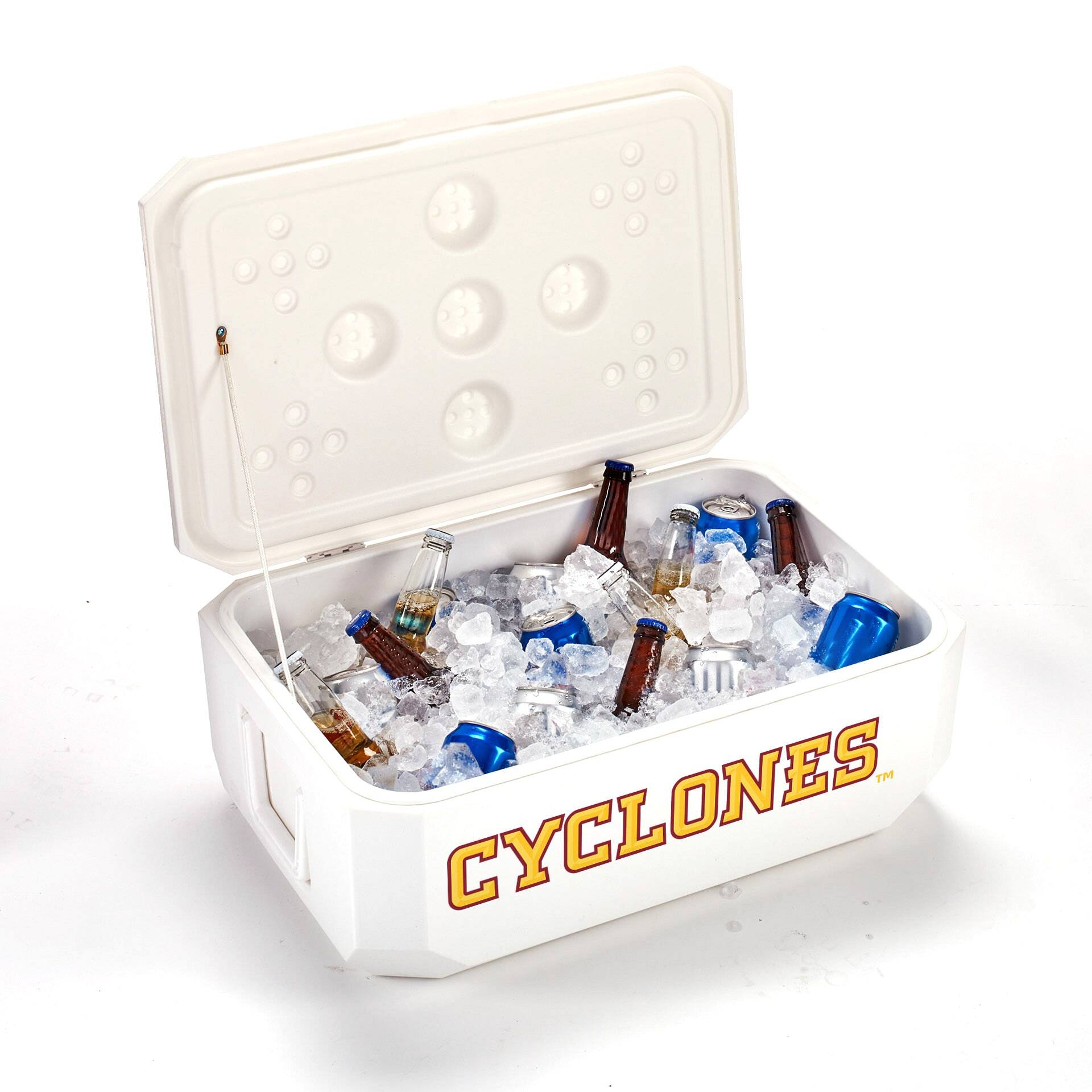 Alt View 1. Indigo Falls - White Iowa State Cyclones 40-Can Cornhole Cooler - White.