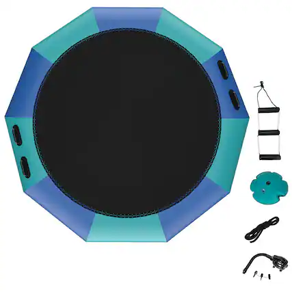 Front. Costway - Costway 10FT Inflatable Water Bouncer Splash Padded Water Trampoline - Blue/Green.