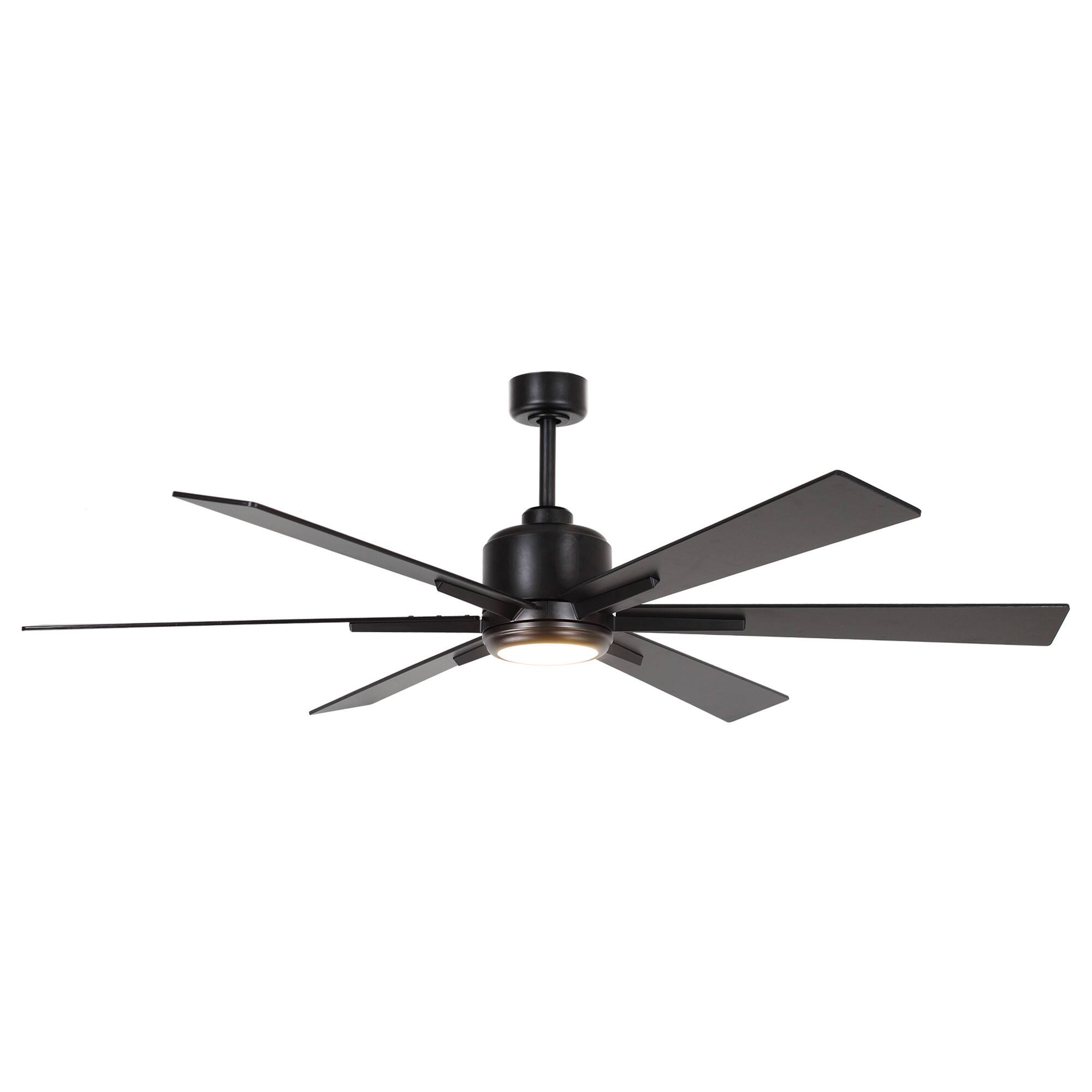 Alt View 1. Parrot Uncle - 65" Modern Black Windmill LED Ceiling Fan with Remote Control and Lights - Black.