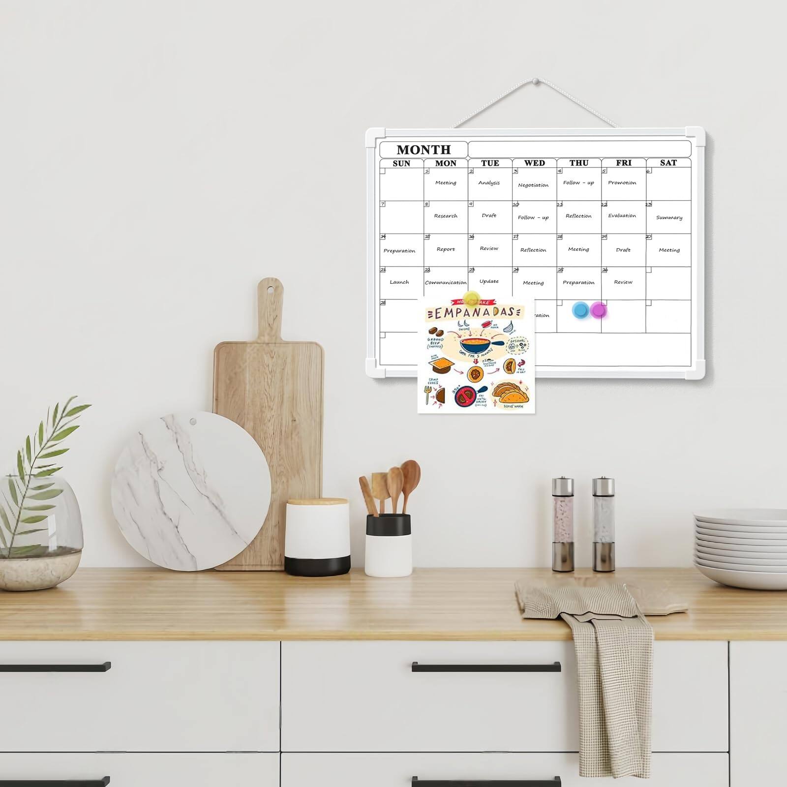 Sure, here is the corrected and grouped text from the image:

---

**MONTH**

**SUN** | **MON** | **TUE** | **WED** | **THU** | **FRI** | **SAT**

- Meeting
- Analysis
- Negotiation
- Follow-up
- Presentation

- Research
- Draft
- Follow-up
- Reflection
- Evaluation
- Summary

- Report
- Review
- Reflection
- Meeting
- Draft
- Meeting

- Communication
- Update
- Meeting
- Preparation
- Review

---

**EMPANADASE**

- [Illustration of various empanadas with labels]

---

**Color-coded circles:**
- Blue
- Pink

---