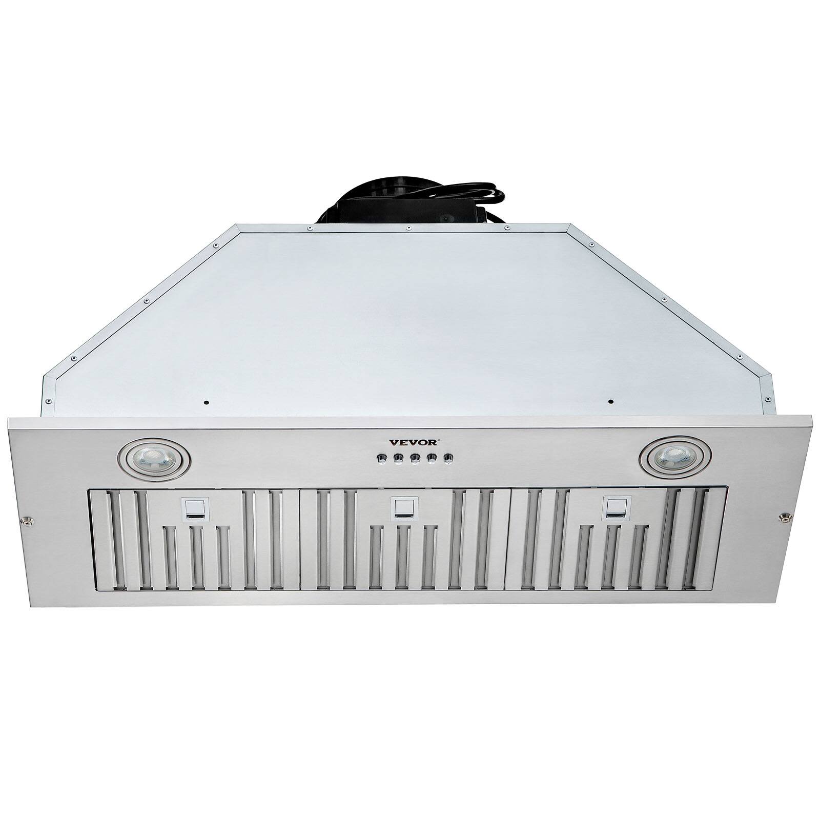 Alt View 5. VEVOR - Insert Range Hood, 800CFM 3-Speed, 36 Inch Stainless Steel Built-in Kitchen Vent with Push Button Control LED Lights - Silver.
