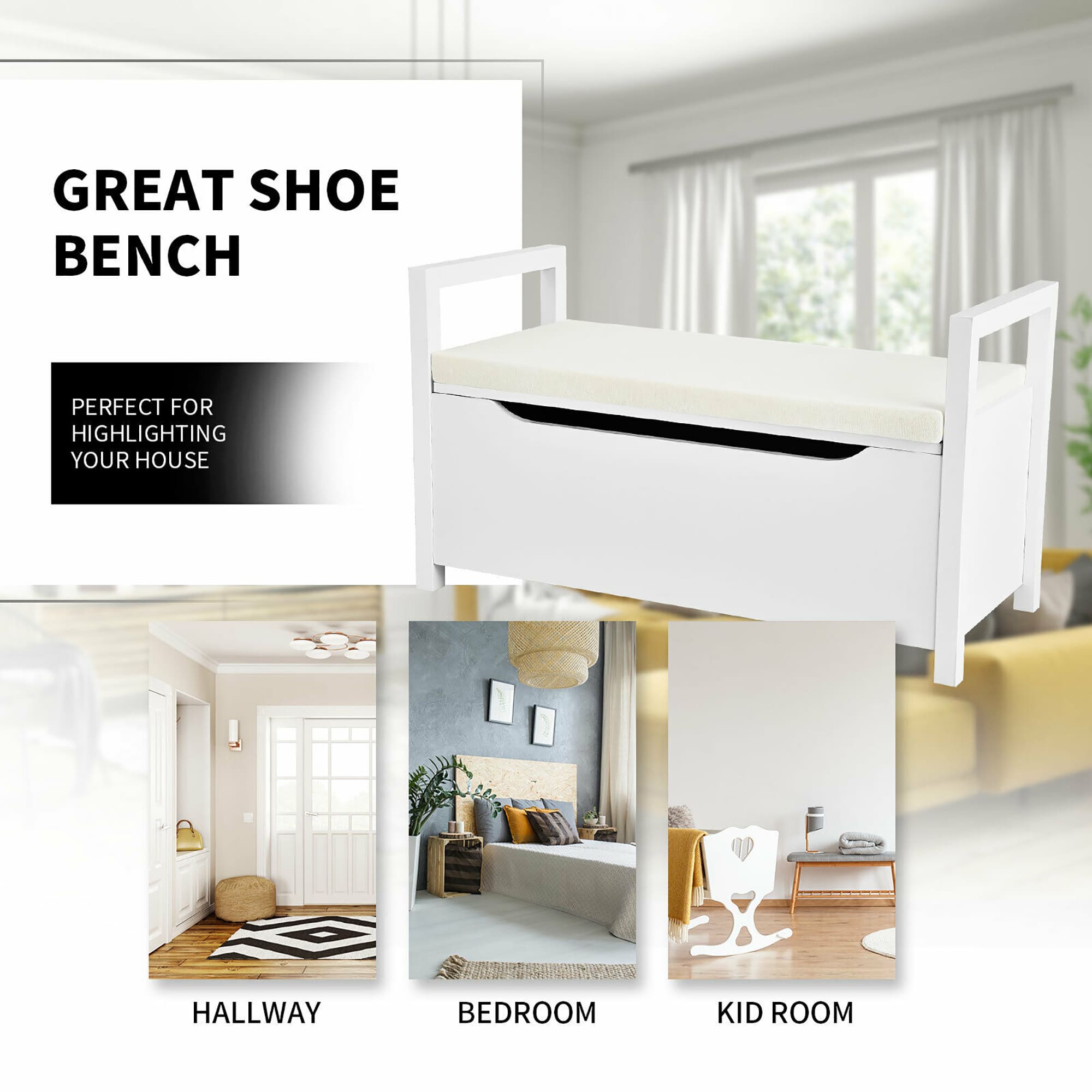 GREAT SHOE BENCH PERFECT FOR HIGHLIGHTING YOUR HOUSE HALLWAY BEDROOM KID ROOM