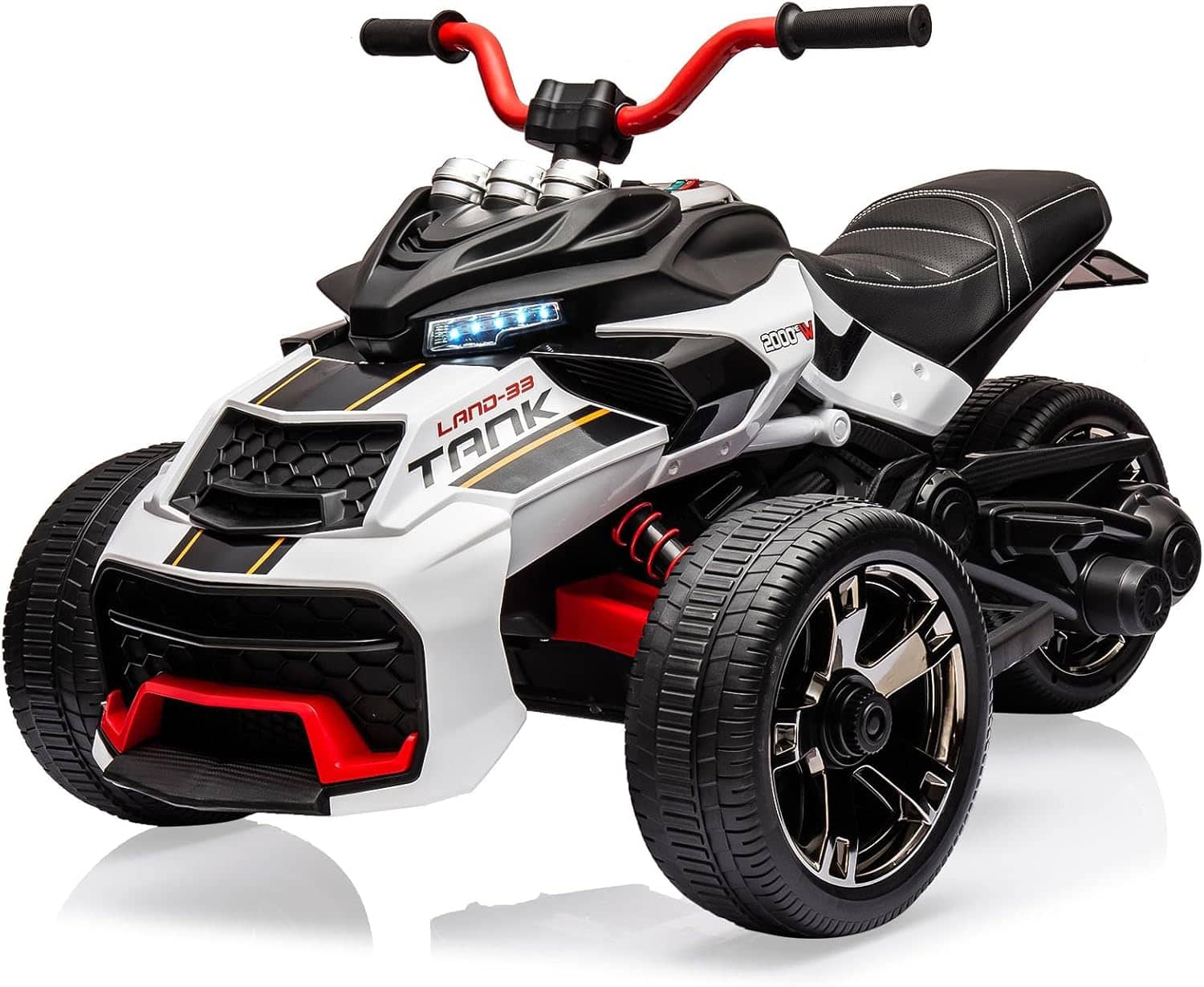 Homhougo - 12V Kids Ride On Electric Trike ATV, 3 Wheeler Battery Powered Vehicle for Ages - White
