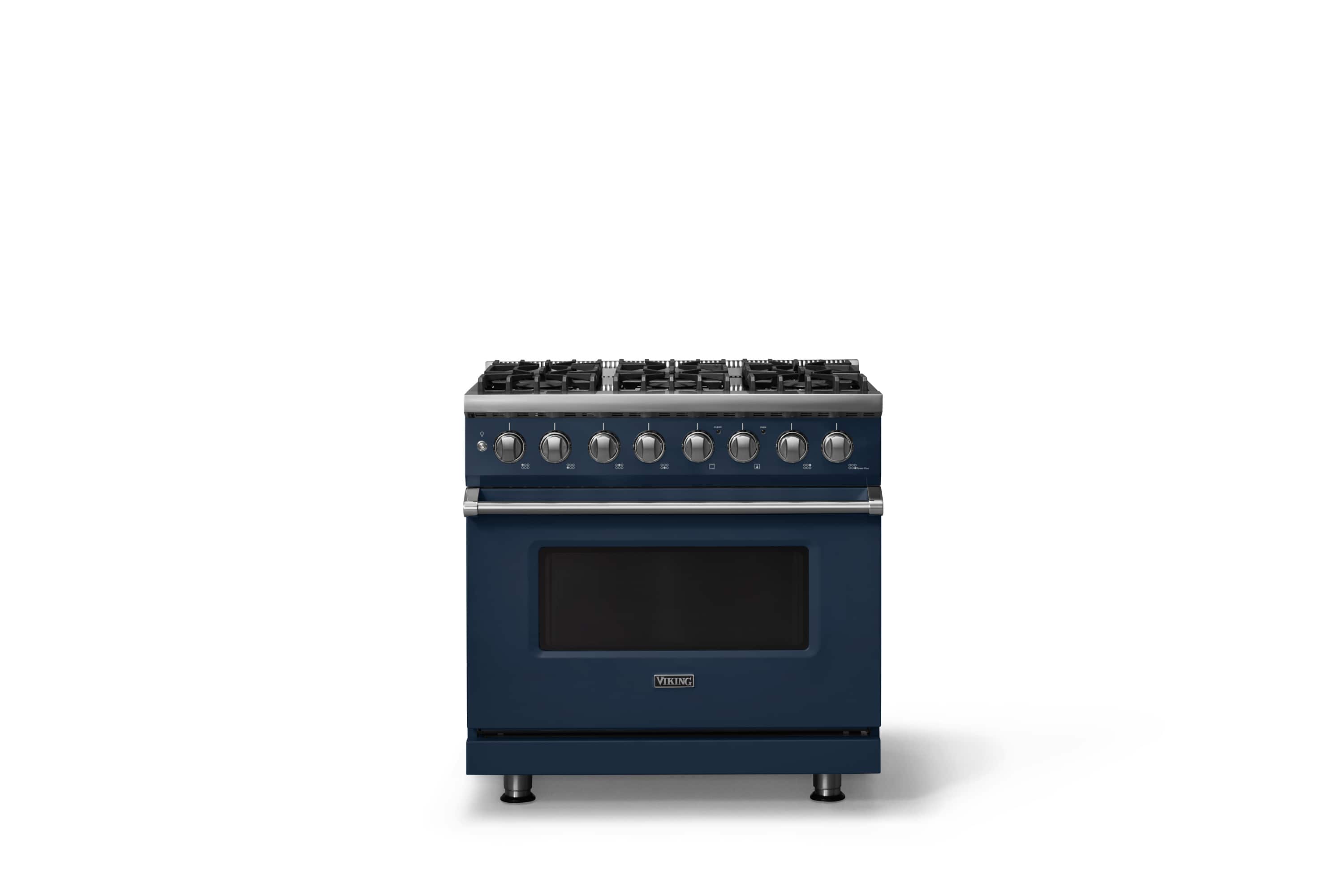 Viking - 36 in. Wide 6 Burner Pro 5 Series 5.6 Cu. Ft. Freestanding Sealed Dual Fuel Convection Range - Slate Blue - Slate Blue