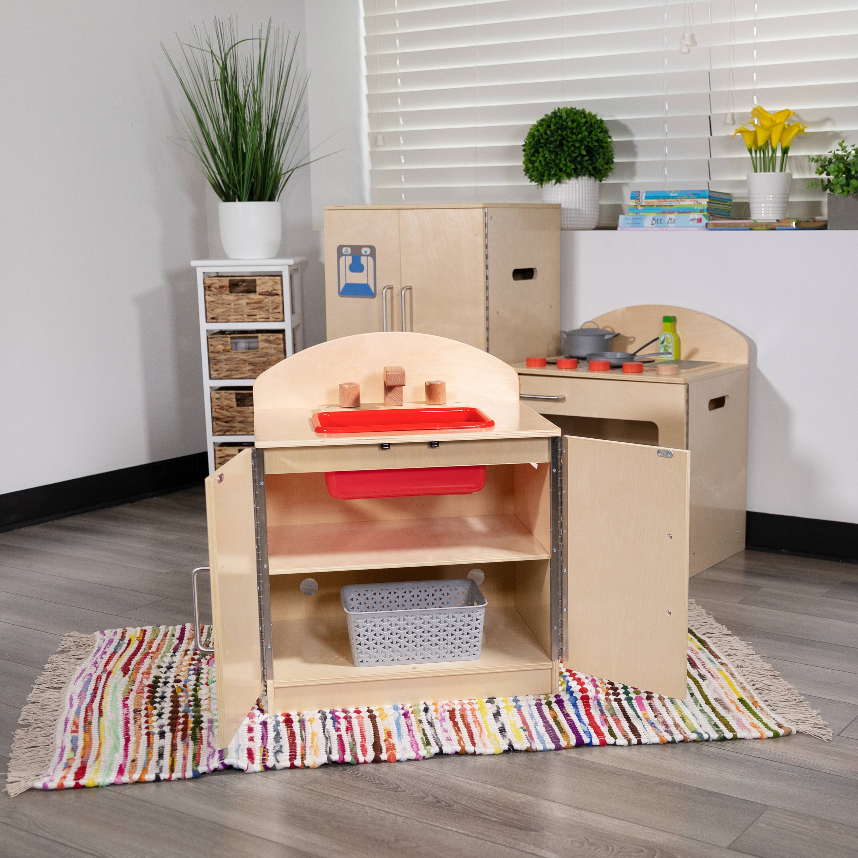 Alt View 3. Emma + Oliver - Children's Wooden Kitchen Sink with Turnable Knobs for Commercial or Home Use - Natural.