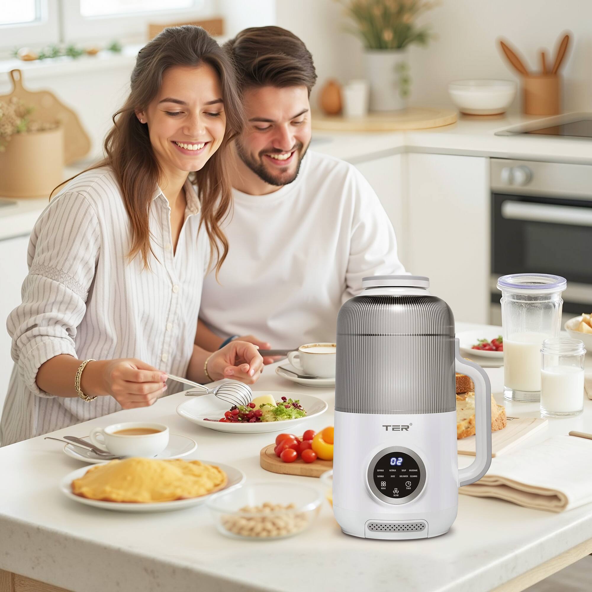 Alt View 3. Sweet - 10-in-1 Nut Milk Maker, 40oz Automatic Homemade Soy Milk Maker Machine, White - White.