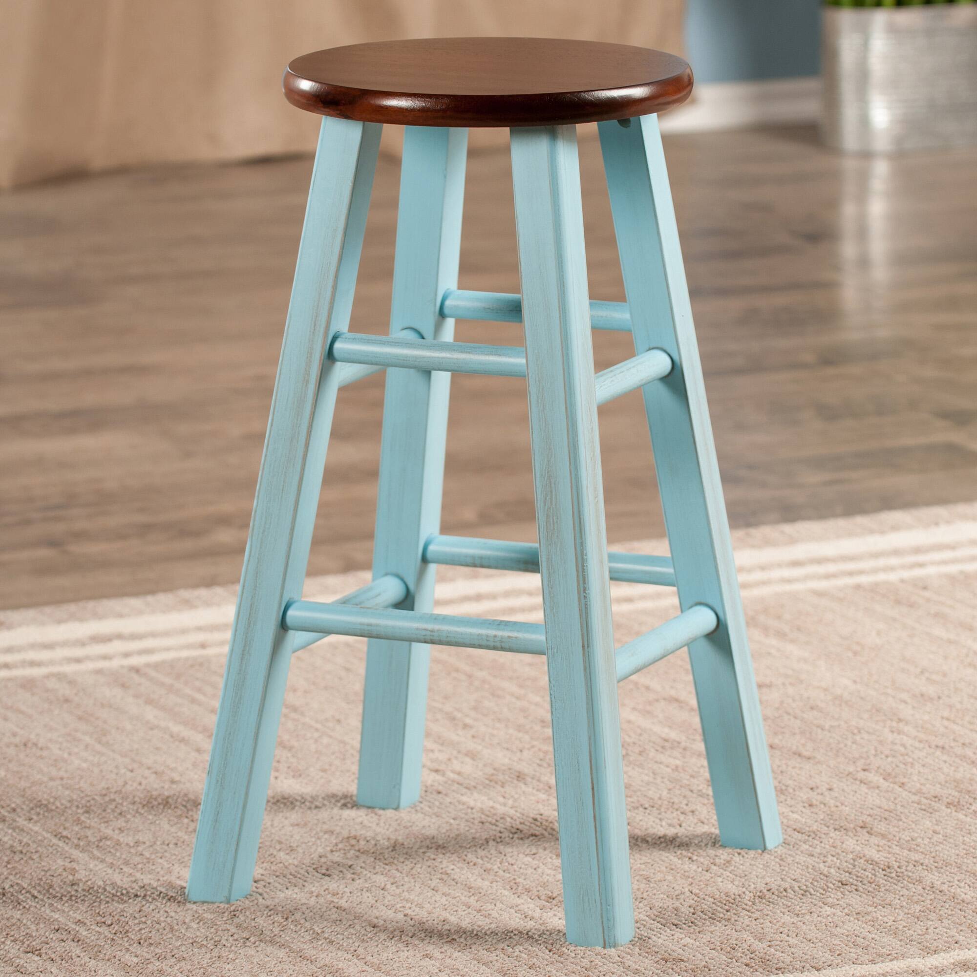 Alt View 3. Winsome Wood - Ivy Counter Stool - Walnut/Rustic Blue.