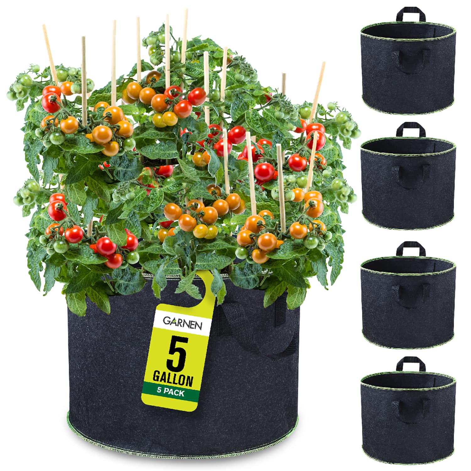 Garnen - 5 Packs 20 Gallon Nonwoven Fabric Grow Bags with Handles, Thicken Garden Grow Bags for Outdoor and Indoor Planters - Black price history on PriceWatchPro
