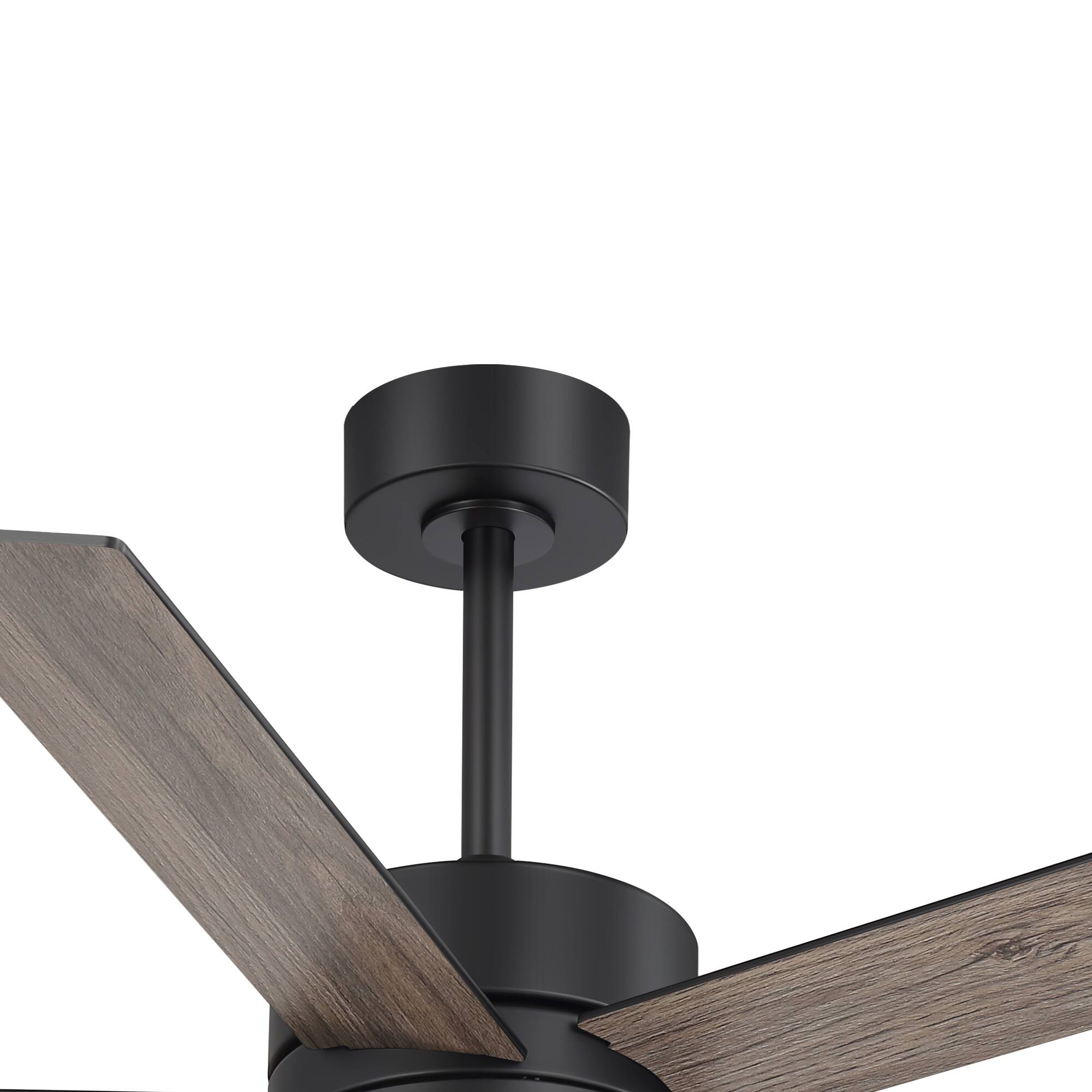 Alt View 9. Breezary - 52-Inch LED Ceiling Fan with 5 Reversible Blades, Dimmable 3-Color Light, Quiet DC Motor & Remote, 6&10" Downrods - Black and wood grain finish.