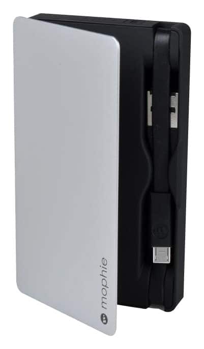 Front. mophie - powerstation plus 2X External Battery for Most Micro USB-Enabled Devices - Black/Silver.