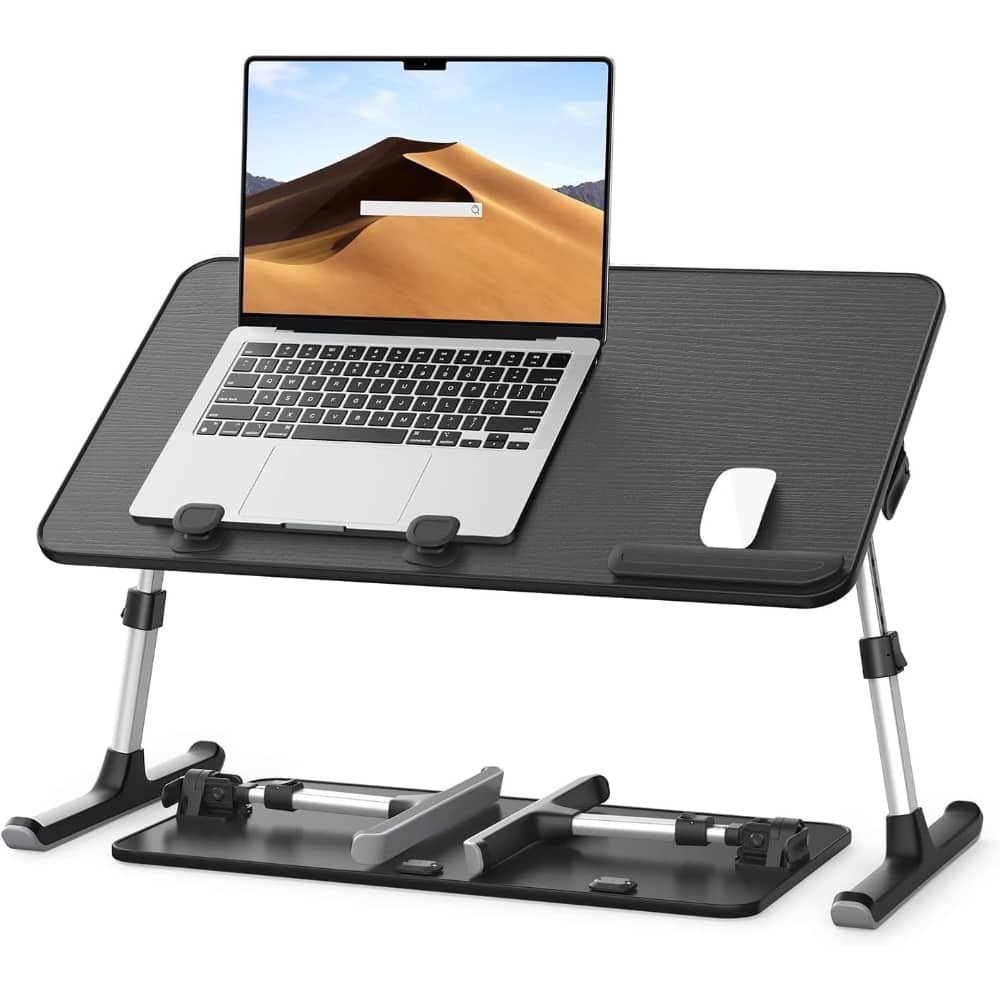 ZUQIETA - Adjustable Laptop Desk for Bed & Sofa - Foldable Lap Tray for Eating & Writing - Black