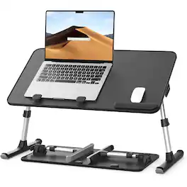 ZUQIETA - Adjustable Laptop Desk for Bed & Sofa - Foldable Lap Tray for Eating & Writing - Black