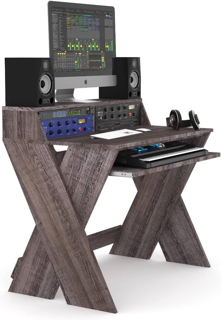 Angle. Glorious - Glorious Sound Desk Compact Professional Studio Workstation with Pull-out Keyboard Compartment (Walnut) - "NA".