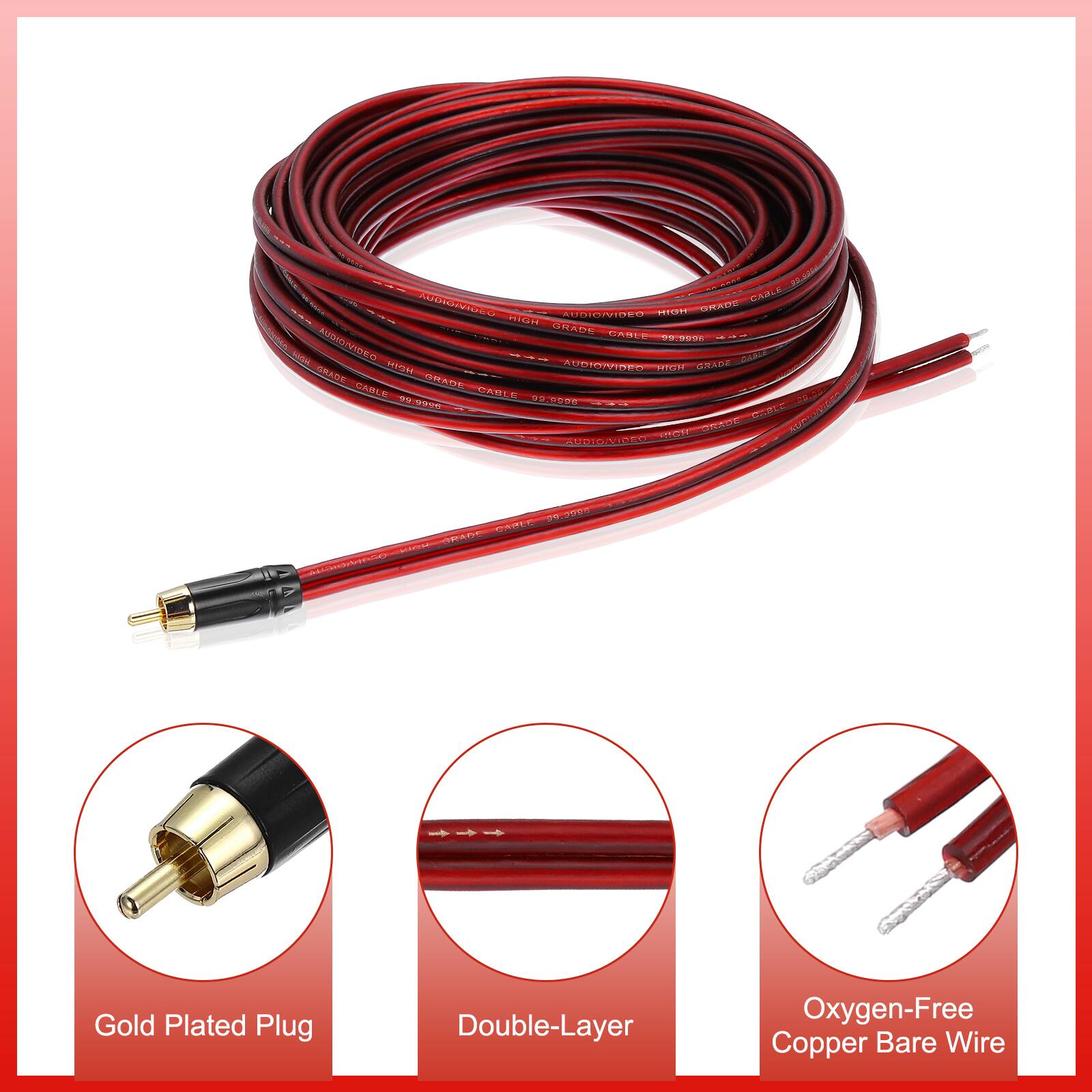 CARA CABLE AUDIO VIDEO HIGH GRADE CABLE - 0.0-10 HO- AUDASIVIPEO - madL AUDIOASED 1PT.1 BRADE ORADE CRADE TABE CARLE T  D0U 4 UdL AUSIANIDE  UAN -  SROI MAT  ISE Gold Plated Plug Double-Layer Oxygen-Free Copper Bare Wire