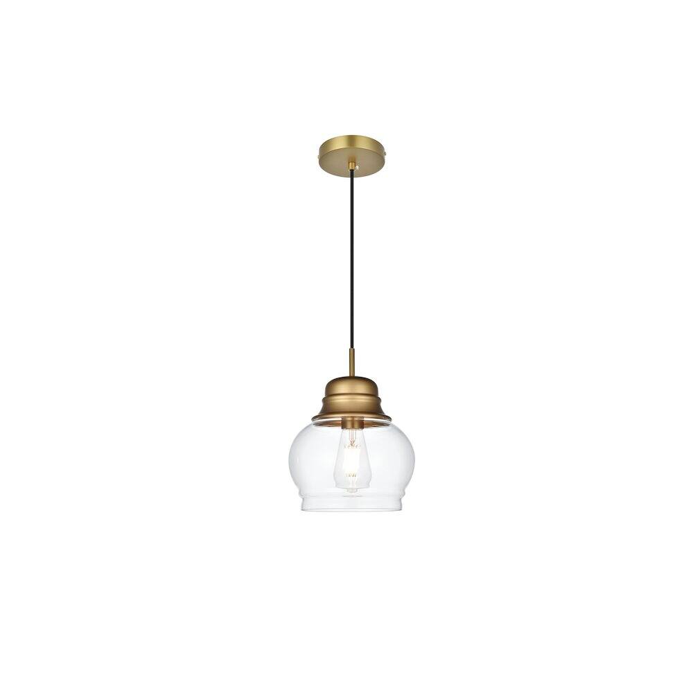 Alt View 1. Living District - Kenna 8 Inch Pendant Clear Shade in Satin Gold - Satin Gold And Clear.