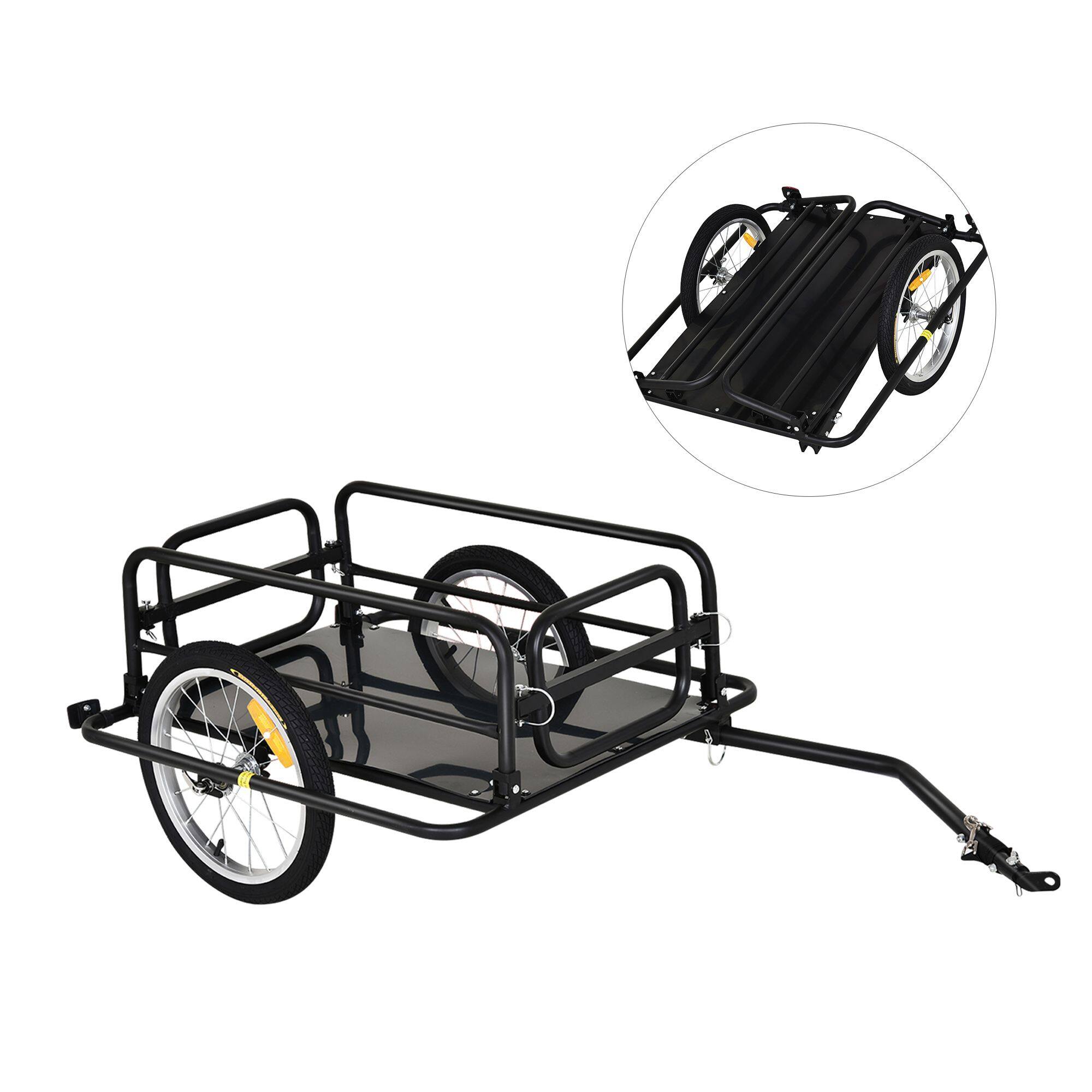Alt View 7. Loheer - Loheer Foldable Bicycle Cargo Trailer Heavy Duty Bike Cart Wagon with Universal Hitch Black.