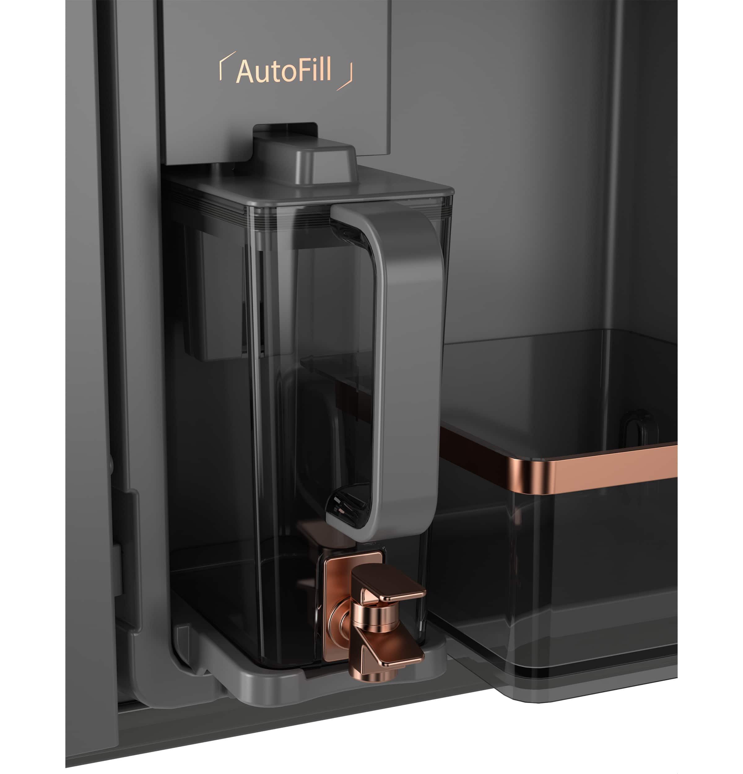 Alt View 20. Café - 23.2 Cu. Ft. 4-Door French Door Counter-Depth Smart Refrigerator with Dual Dispense AutoFill Pitcher - Matte Black.