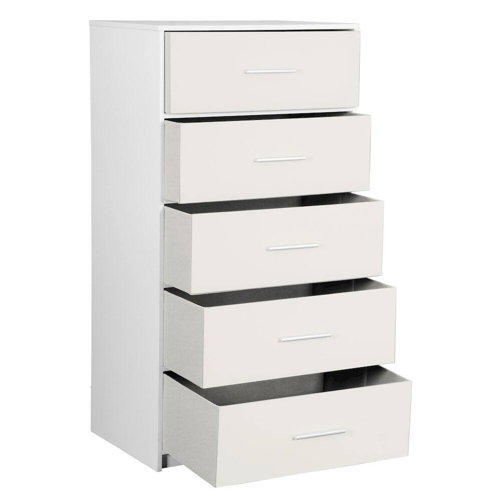 Alt View 2. Techni Home - 5-Drawer Dresser with Large Fabric Drawers, White - White.