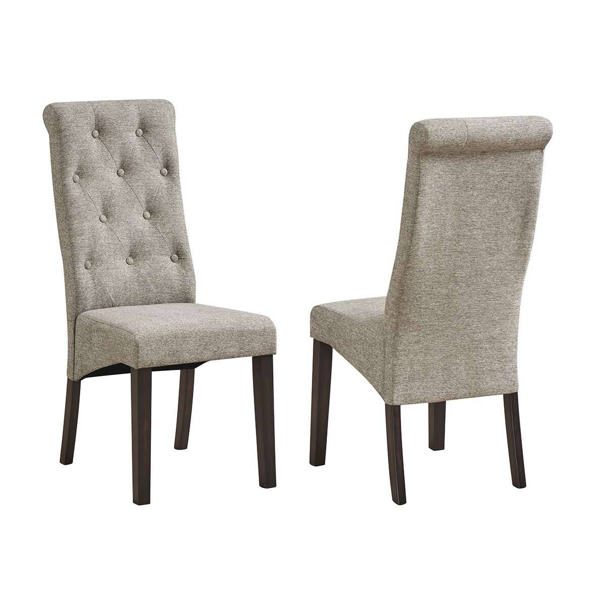 Front. Kings Brand Furniture - Kings Brand Furniture Set of 2 Light Grey Parsons Dining Chairs with Black Wood Legs – Upholstered Fabric - Light Grey / Black.