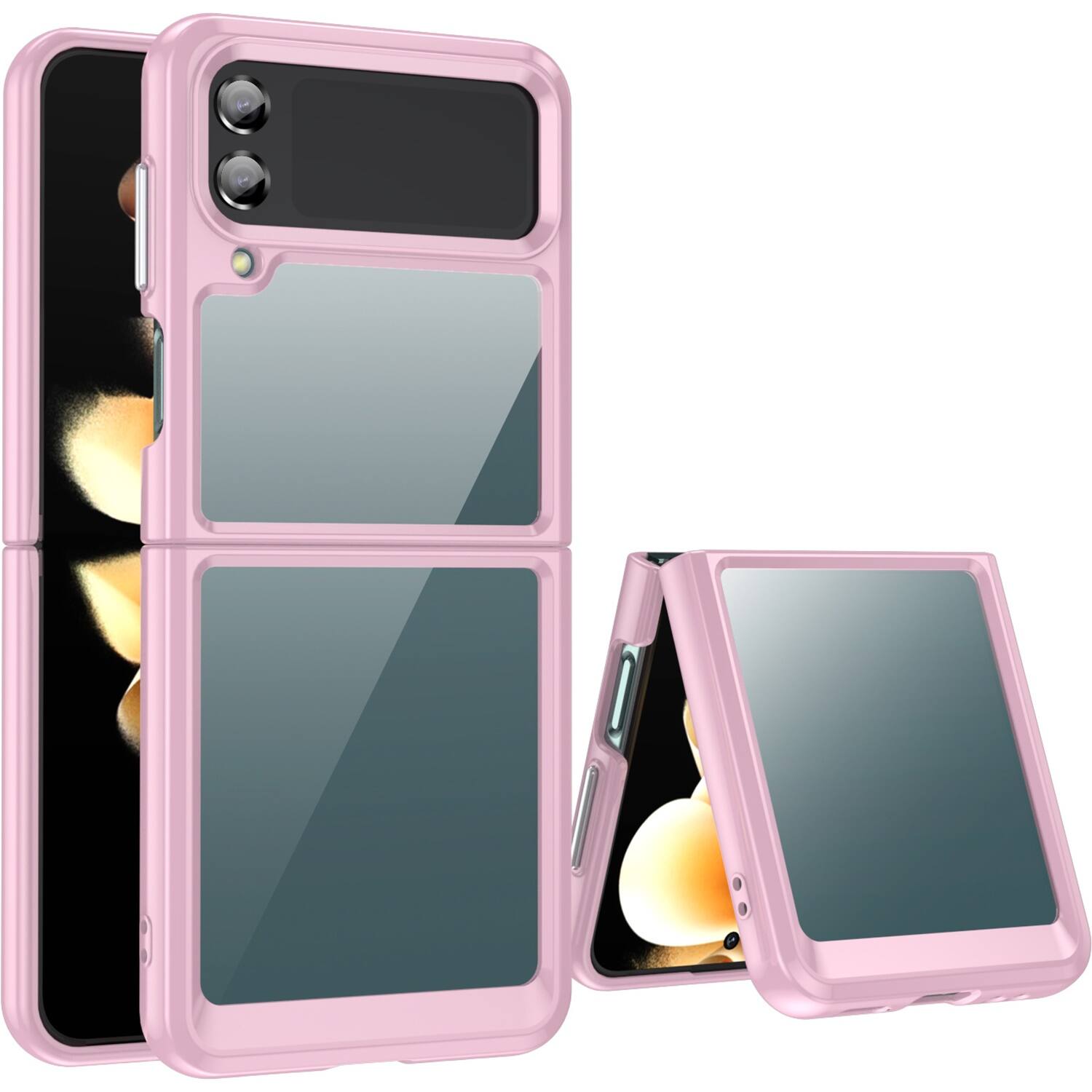 Alt View 13. SaharaCase - Hybrid-Flex Hard Shell Case for Samsung Galaxy Z Flip4 - Clear/Pink.