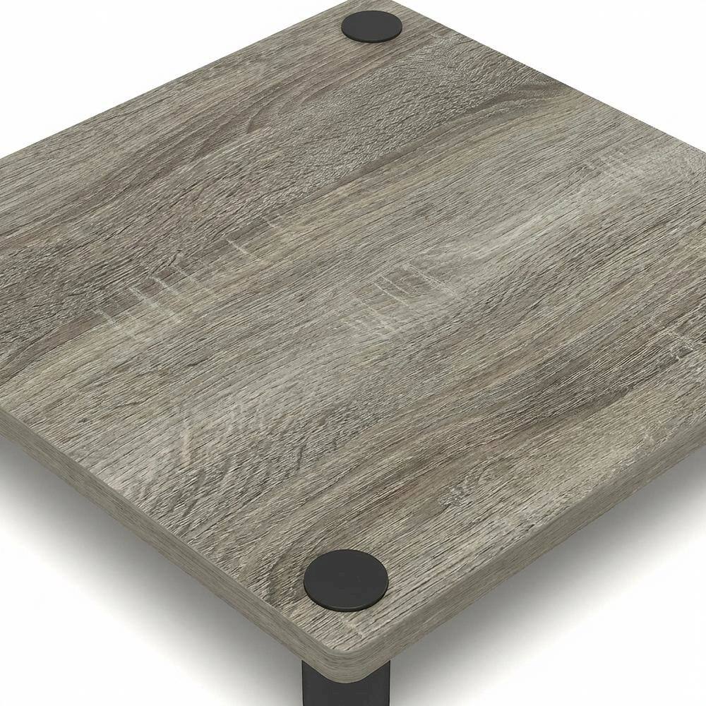 Alt View 1. FurniFact - Grey Oak 3-Tier Side & Bedside Table with Modern Design - Grey Oak/Black.