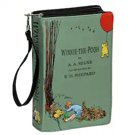Things2Die4 - Green Vinyl Winnie The Pooh Book Handbag Novelty Clutch Purse Crossbody Bag A.A. Milne - Multicolored