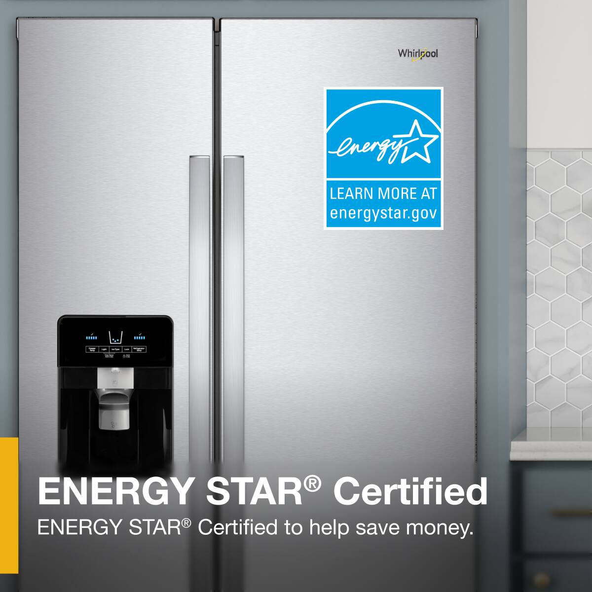Whirlpool

ENERGY STAR® Certified

ENERGY STAR® Certified to help save money.

LEARN MORE AT energystar.gov