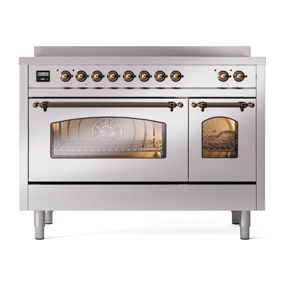 Alt View 5. ILVE - ILVE Nostalgie II Series 48 in. Induction Range with 6 Induction Elements (Burnished Trim) - Stainless Steel.