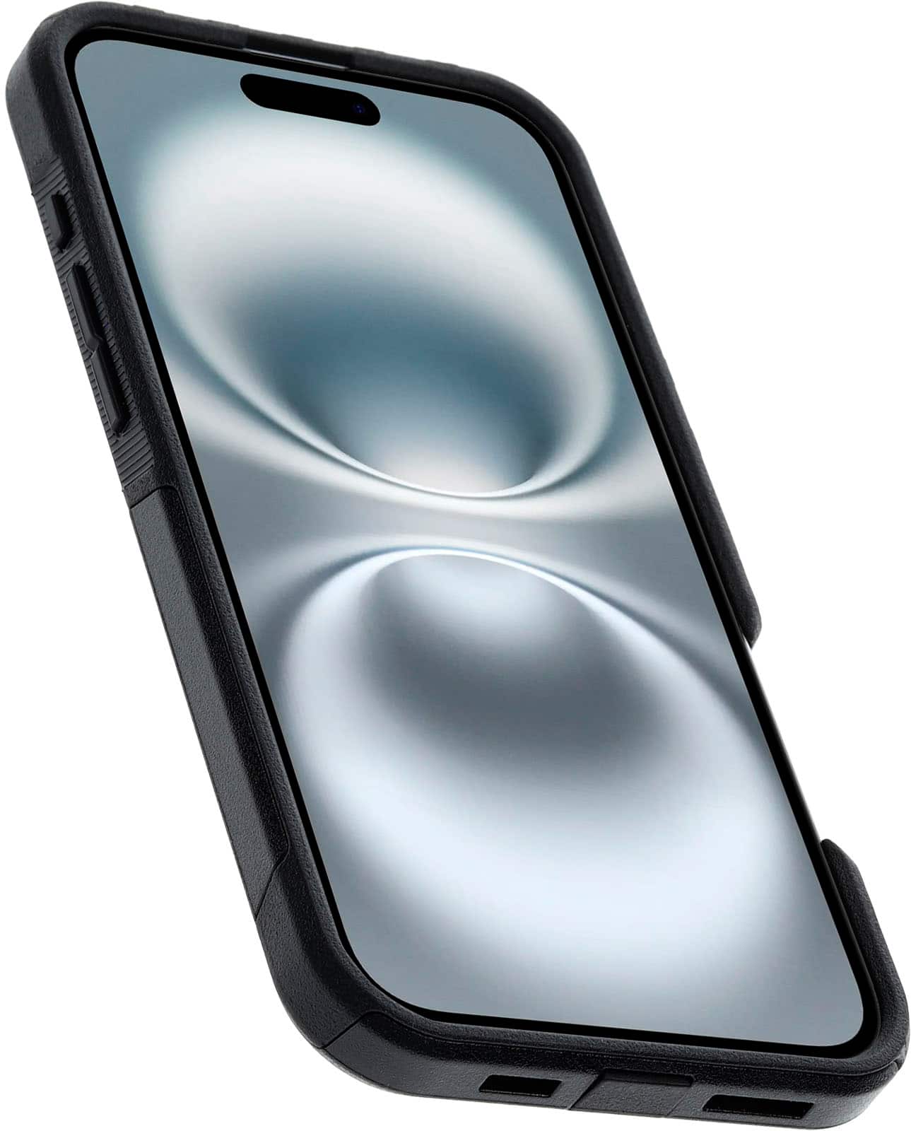 Left. OtterBox - Commuter Series Hard Shell for MagSafe for Apple iPhone 16 Plus - Black.