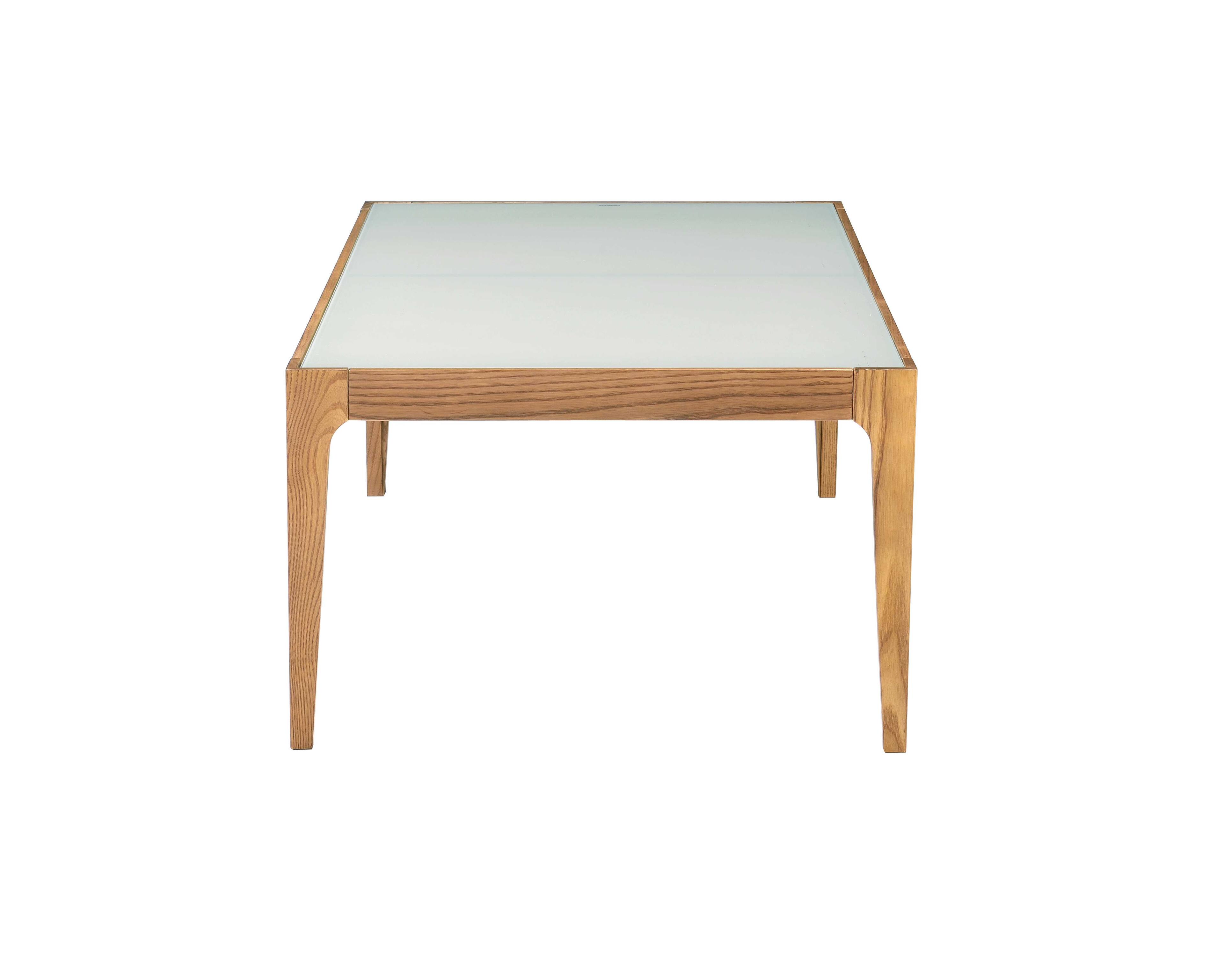 Alt View 4. Manhattan Lane - Wooden Frame Rectangular Coffee Table with Beveled Tempered Glass Top - Brown and Clear.